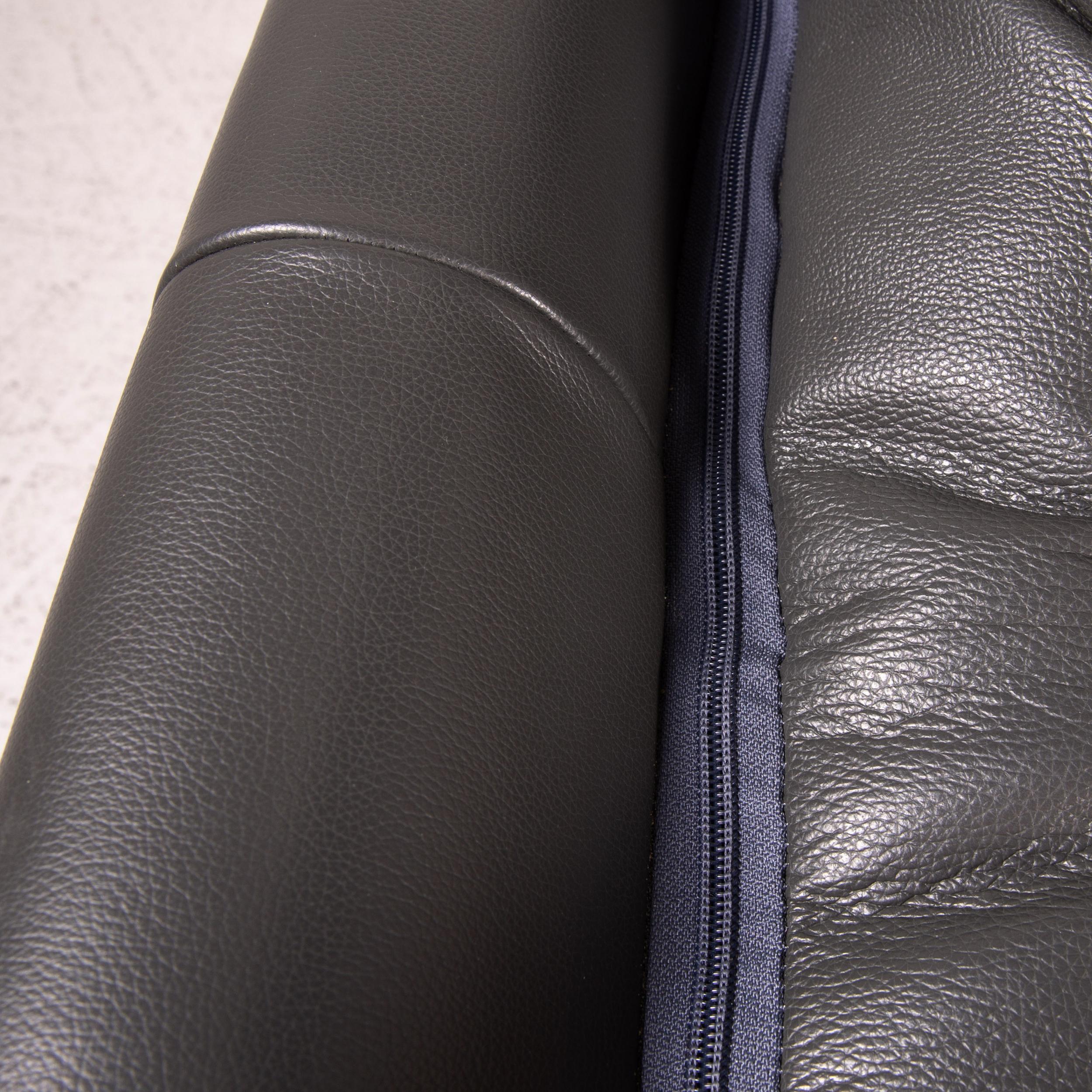 Willi Schillig Leather Sofa Set Gray 2x Two-Seater 1