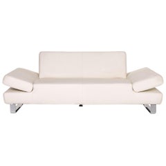 Willi Schillig Leather Sofa White Two-Seat Function Couch