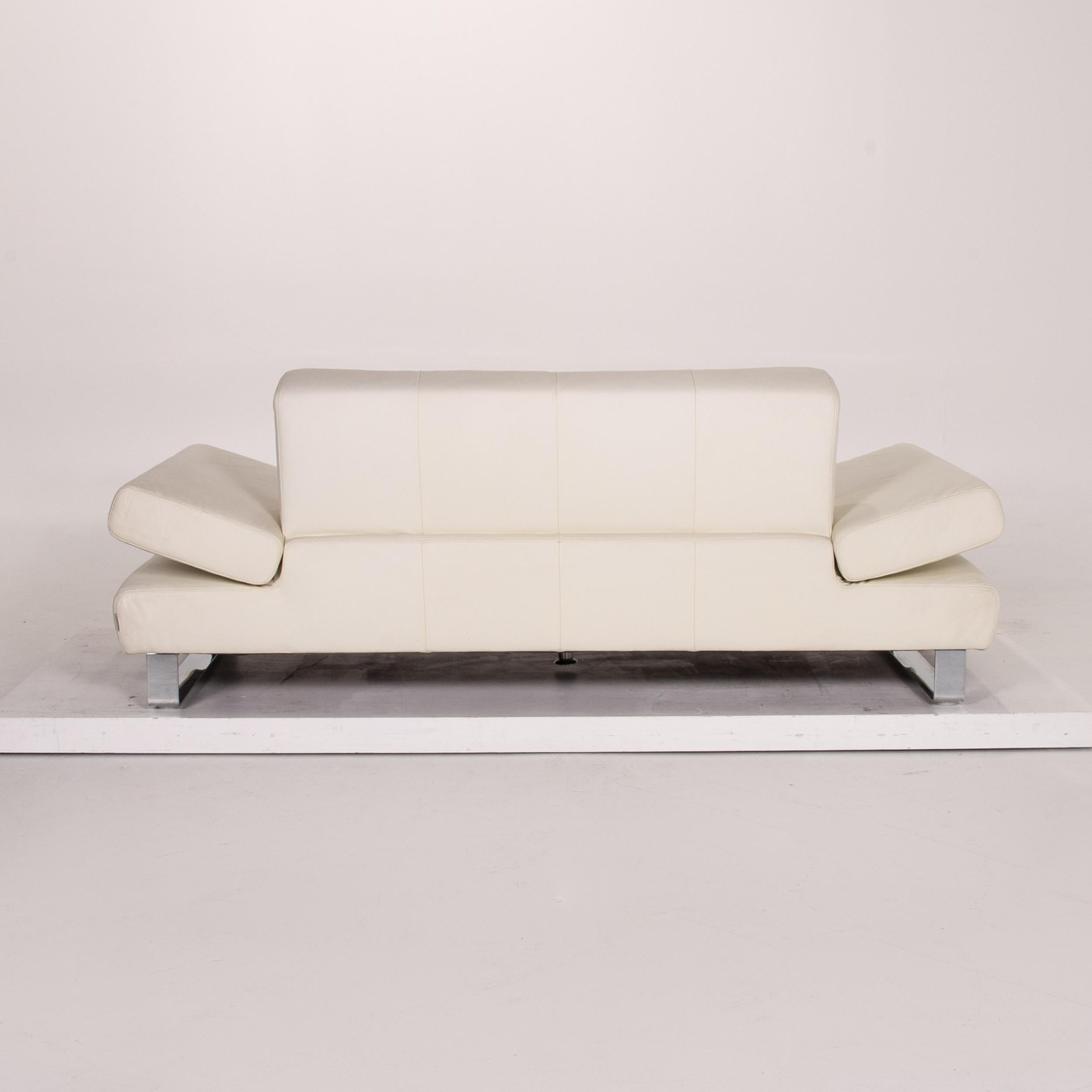 Willi Schillig Leather Sofa White Two-Seat Function Couch For Sale 9