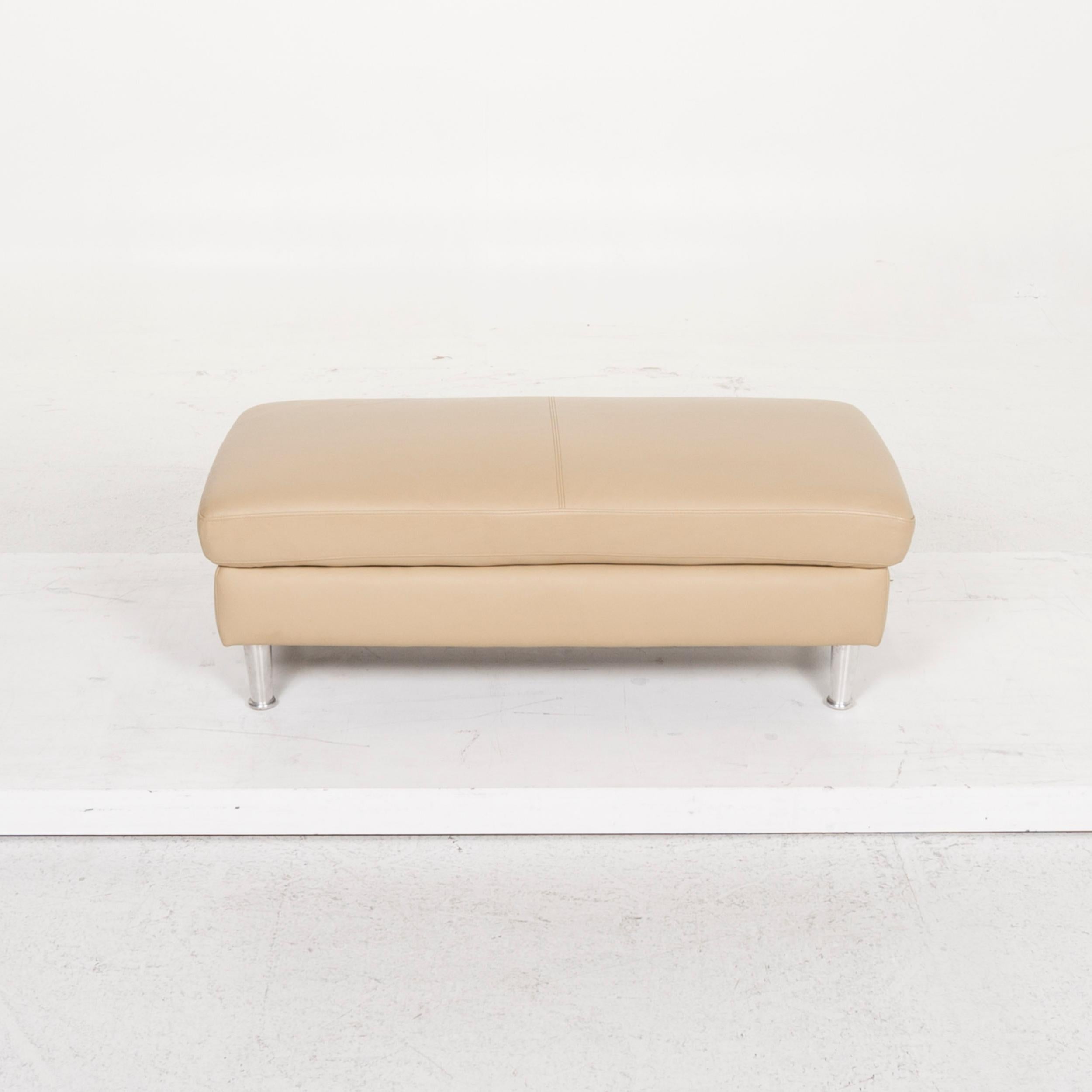 Contemporary Willi Schillig Leather Stool Beige For Sale