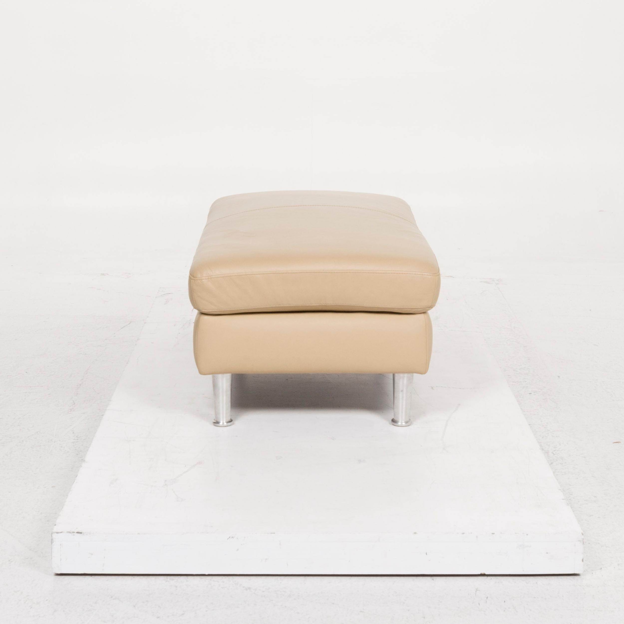 Willi Schillig Leather Stool Beige For Sale 1