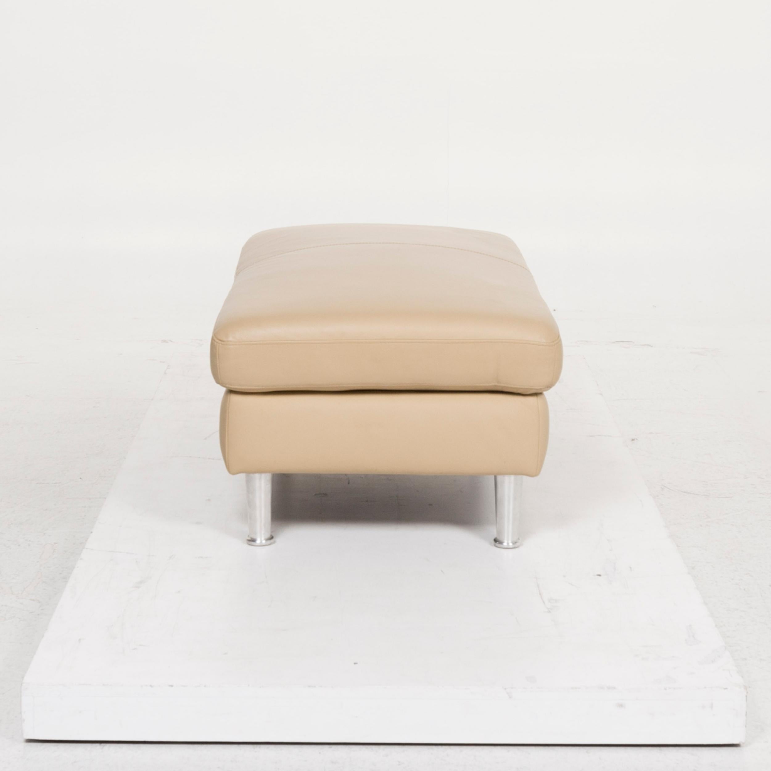 Willi Schillig Leather Stool Beige For Sale 3