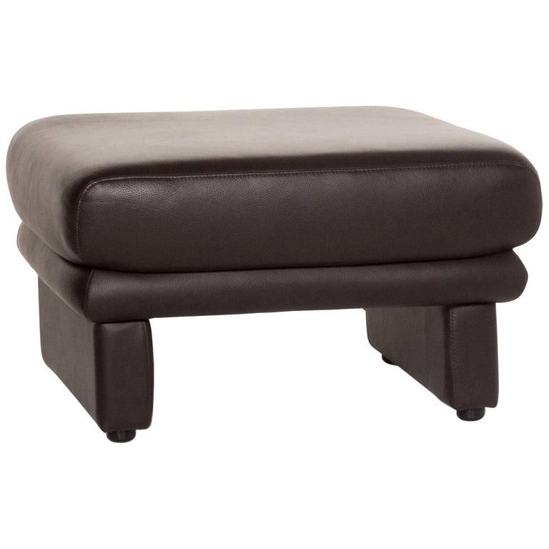 Willi Schillig Leather Stool Brown Dark Brown Ottoman For Sale at 1stDibs