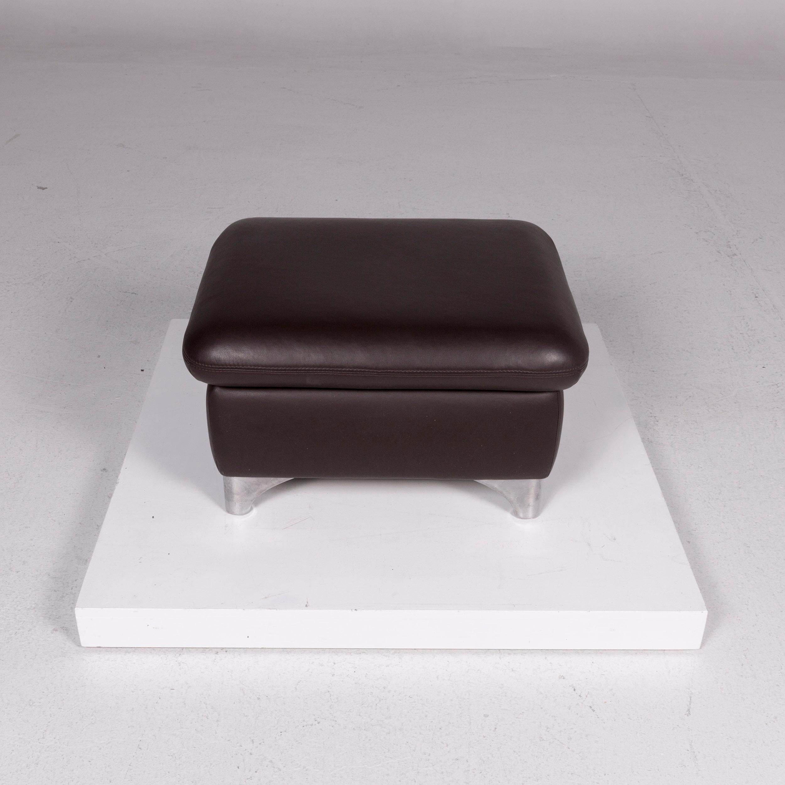 Contemporary Willi Schillig Leather Stool Brown Stool