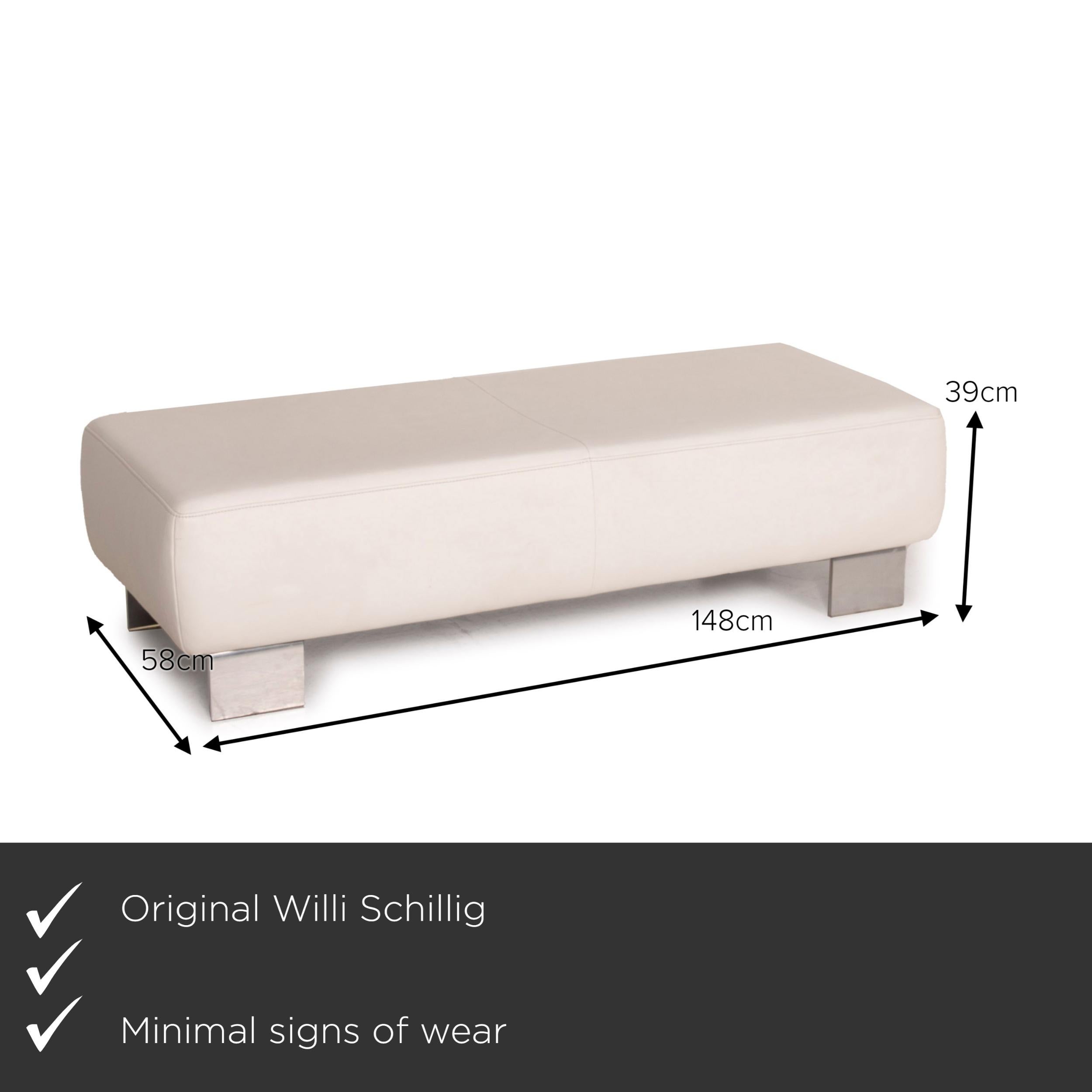 We present to you a Willi Schillig leather stool cream.
 

 Product measurements in centimeters:
 

Depth: 58
 Width: 148
 Height: 39.





 