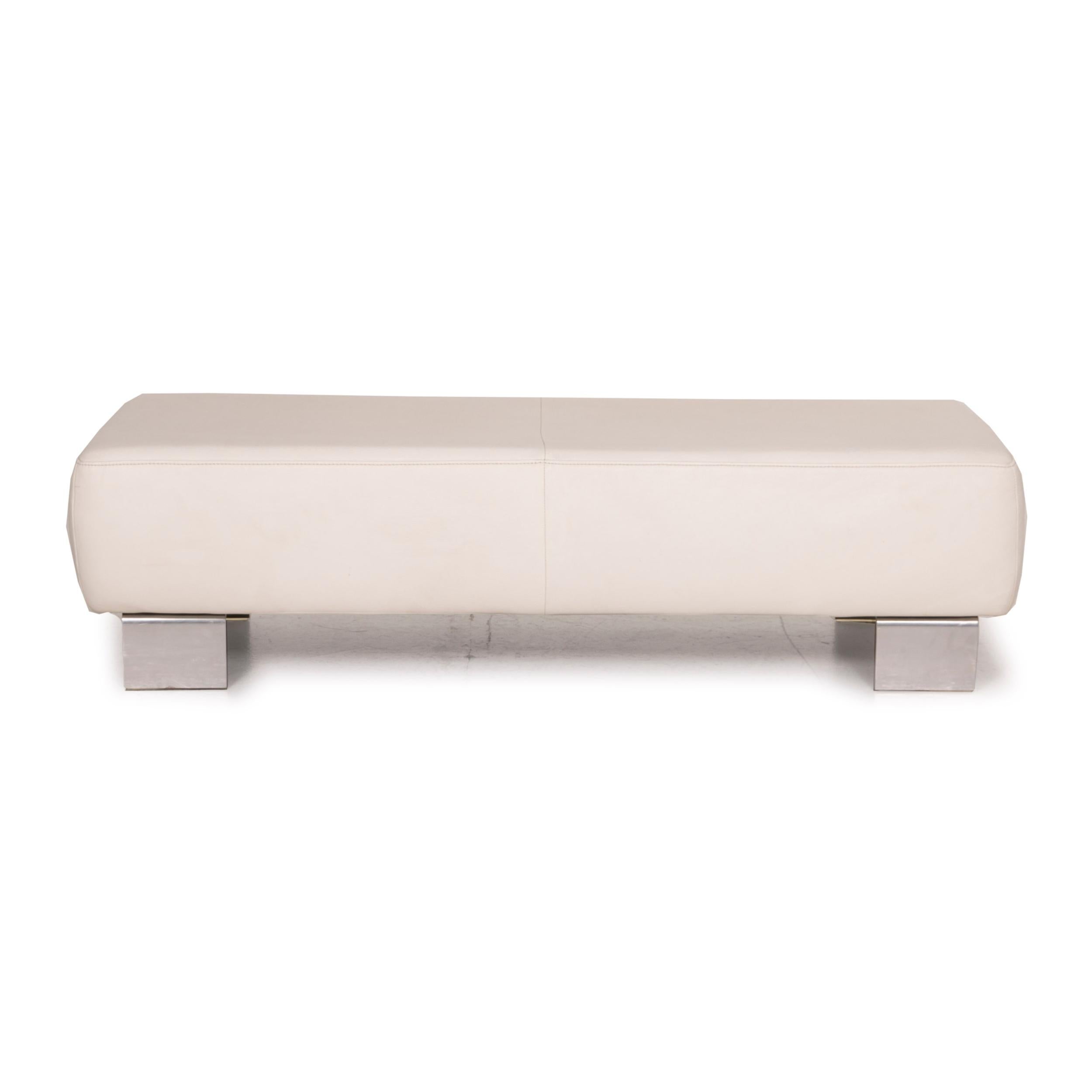 Willi Schillig Leather Stool Cream 1