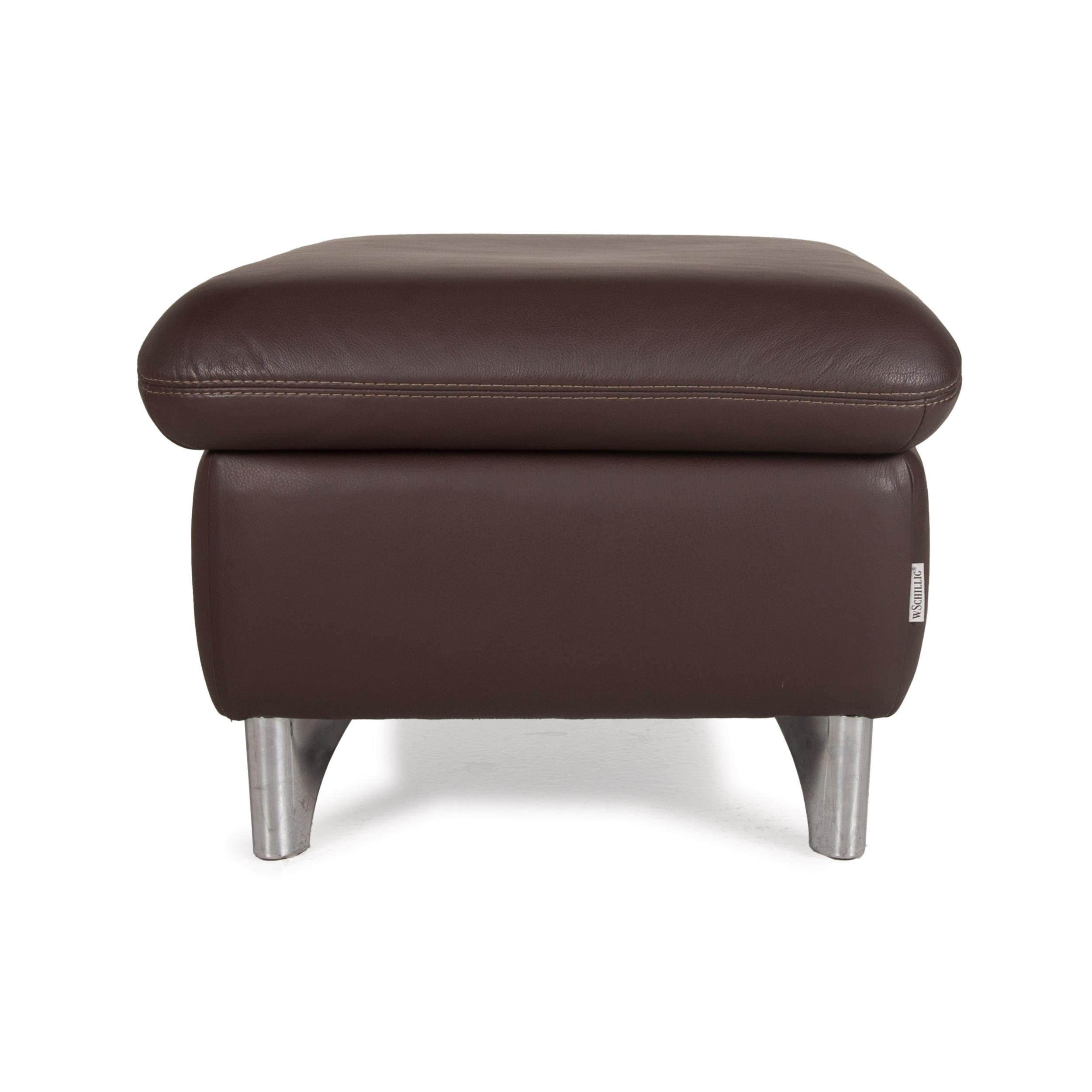 Willi Schillig Leather Stool Dark Brown For Sale 1