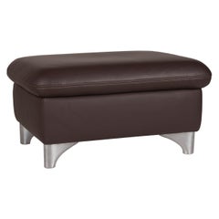 Willi Schillig Leather Stool Dark Brown