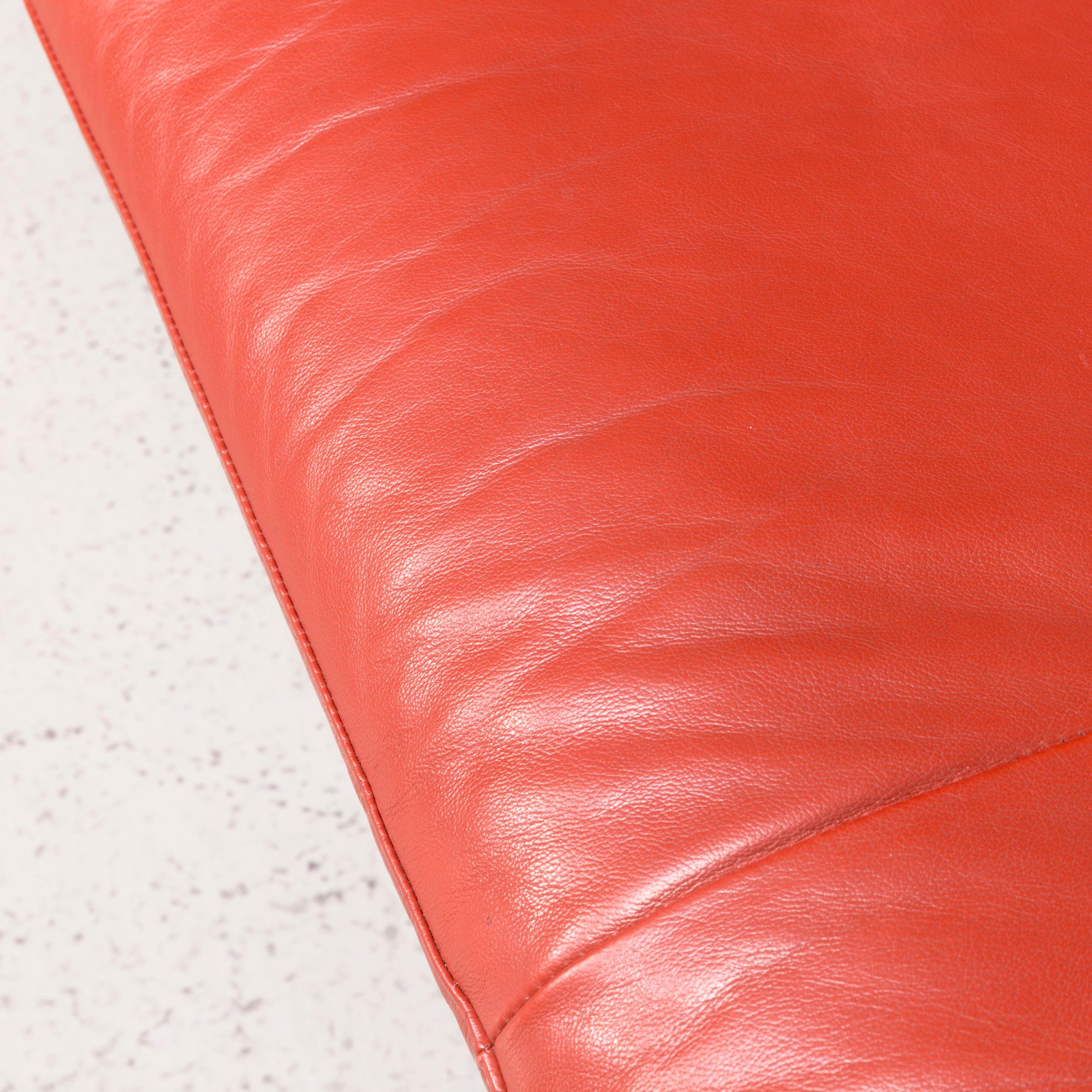 Willi Schillig Loop Designer Corner Sofa Orange Leather Function Couch Modern For Sale 1