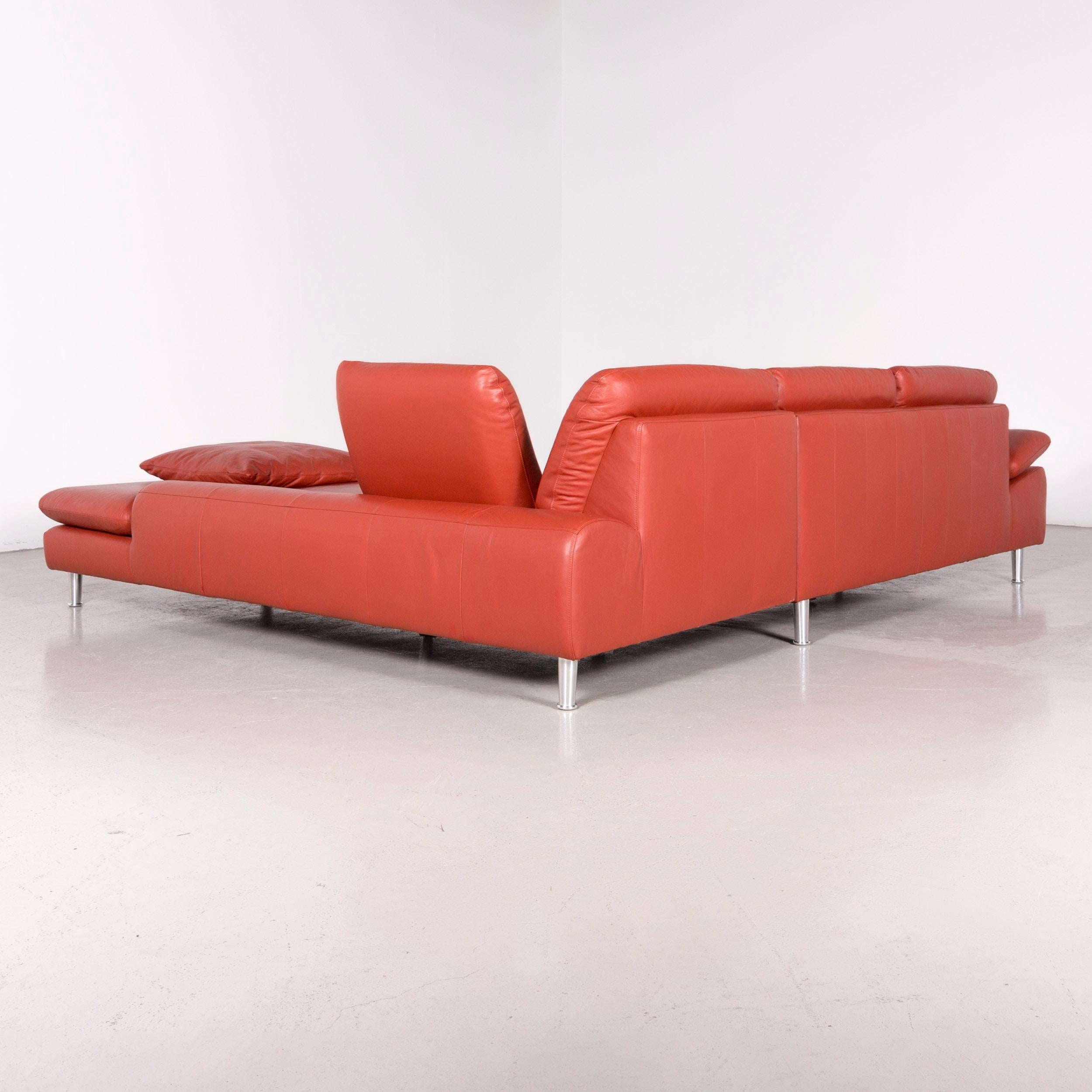 Willi Schillig Loop Designer Corner Sofa Orange Leather Function Couch Modern For Sale 4