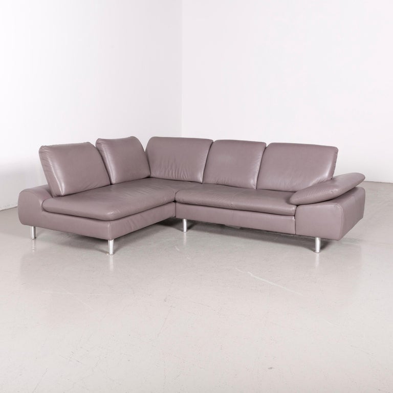 Willi Schillig Loop Designer Leather Corner Sofa Purple Genuine