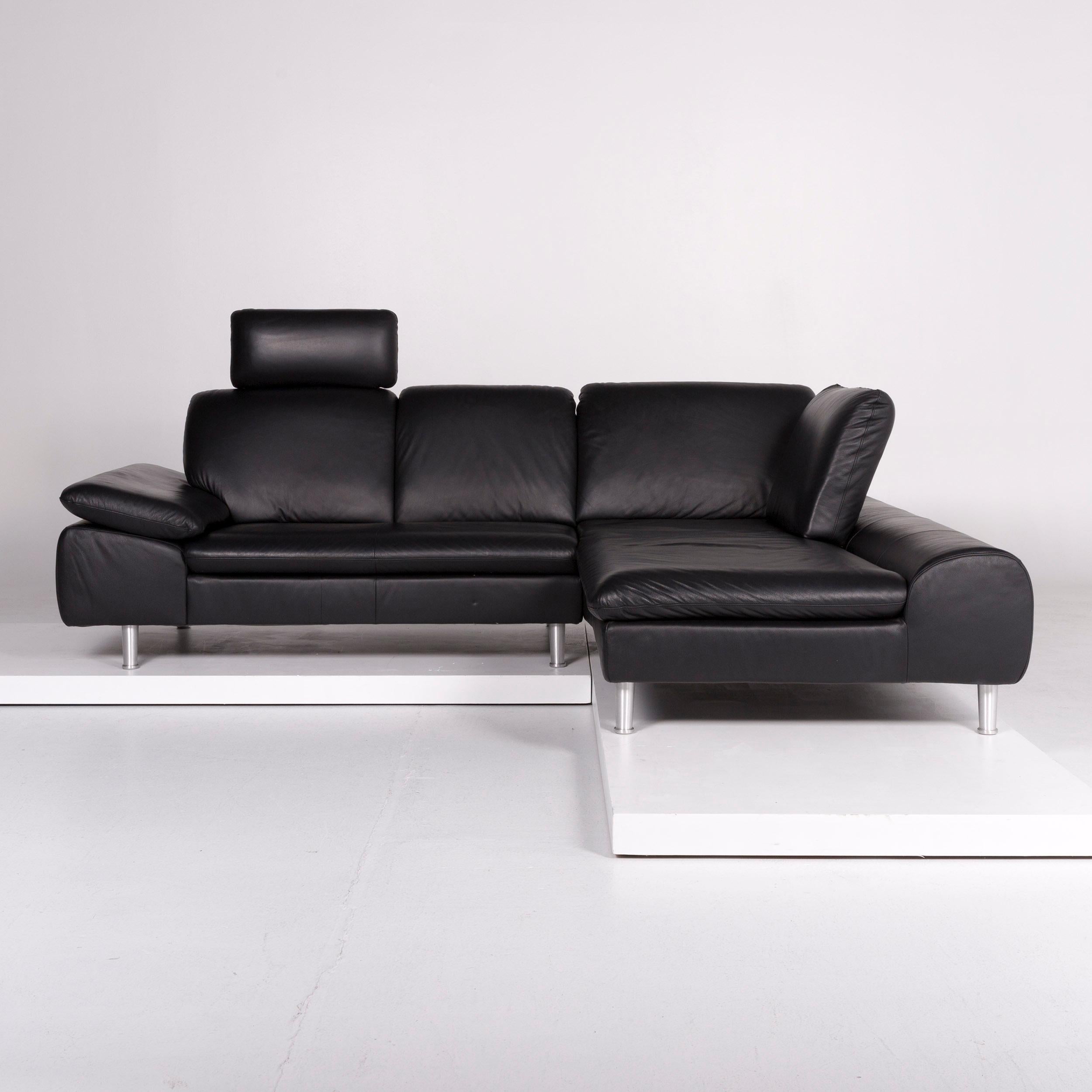 Willi Schillig Loop Designer Leder-Sofa mit schwarzem Ecksofa im Angebot 2
