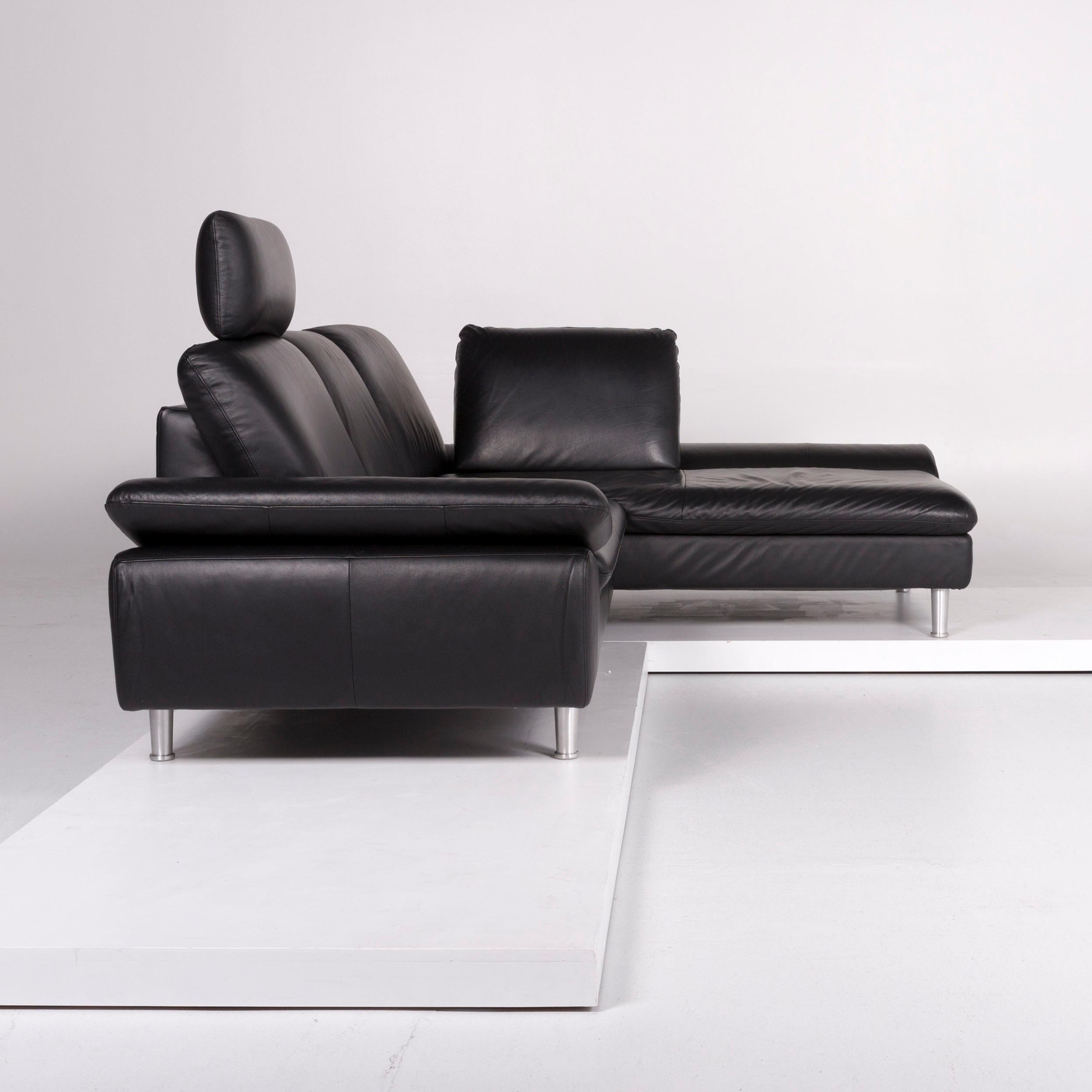 Willi Schillig Loop Designer Leder-Sofa mit schwarzem Ecksofa im Angebot 3