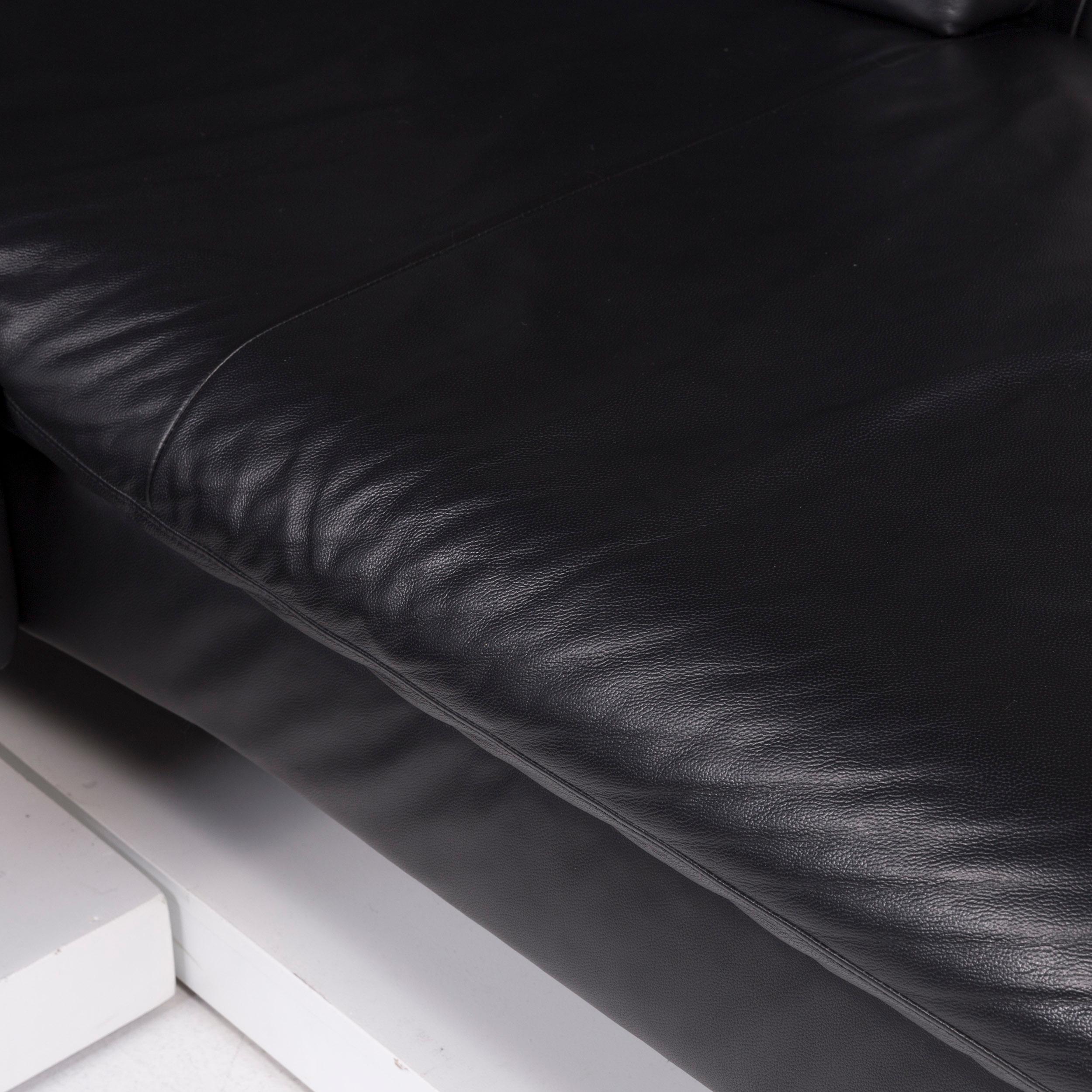 Willi Schillig Loop Designer Leder-Sofa mit schwarzem Ecksofa (Deutsch) im Angebot