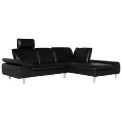 Willi Schillig Loop Designer Leder-Sofa mit schwarzem Ecksofa