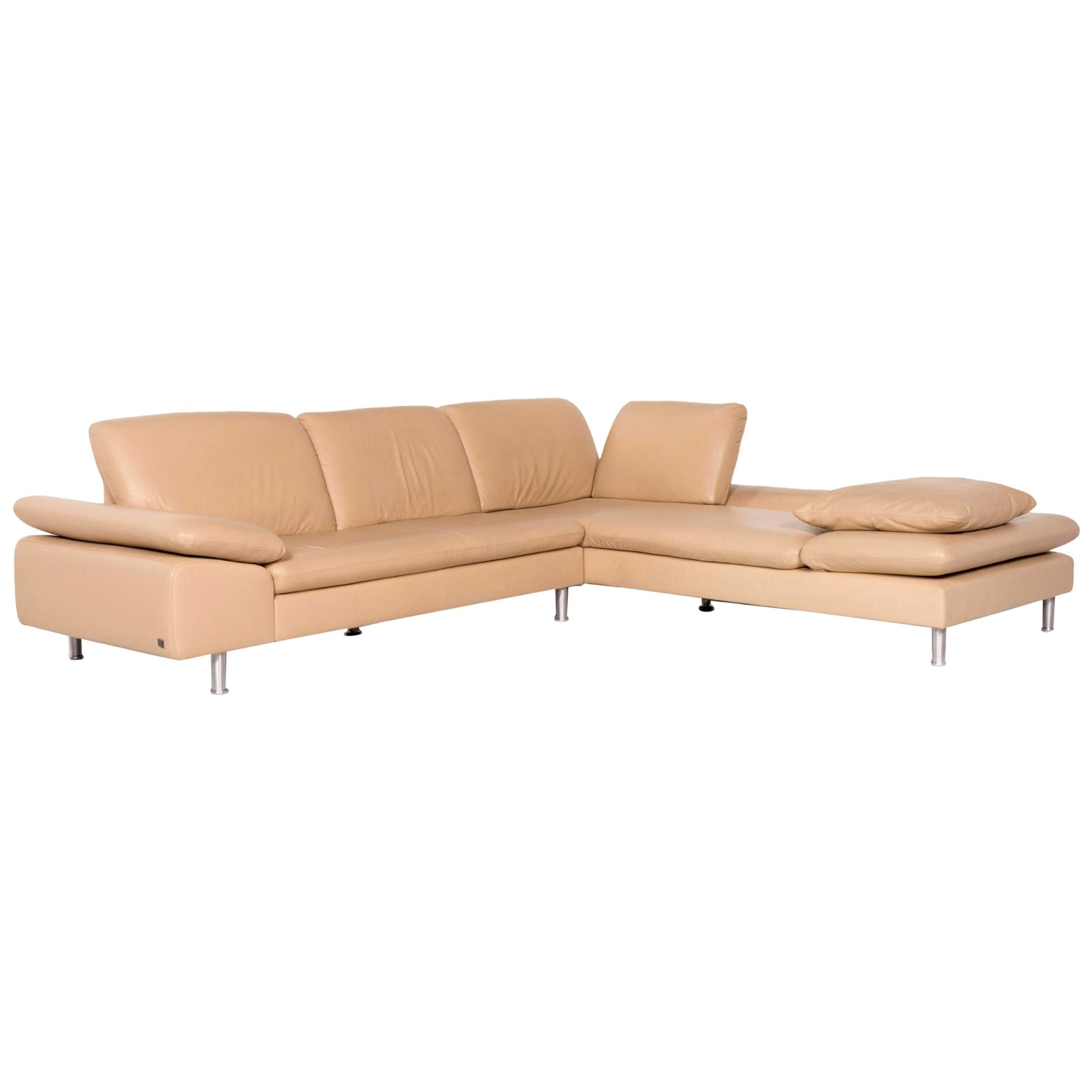 Willi Schillig Loop Leather Corner Sofa Beige Sofa Function Couch at
