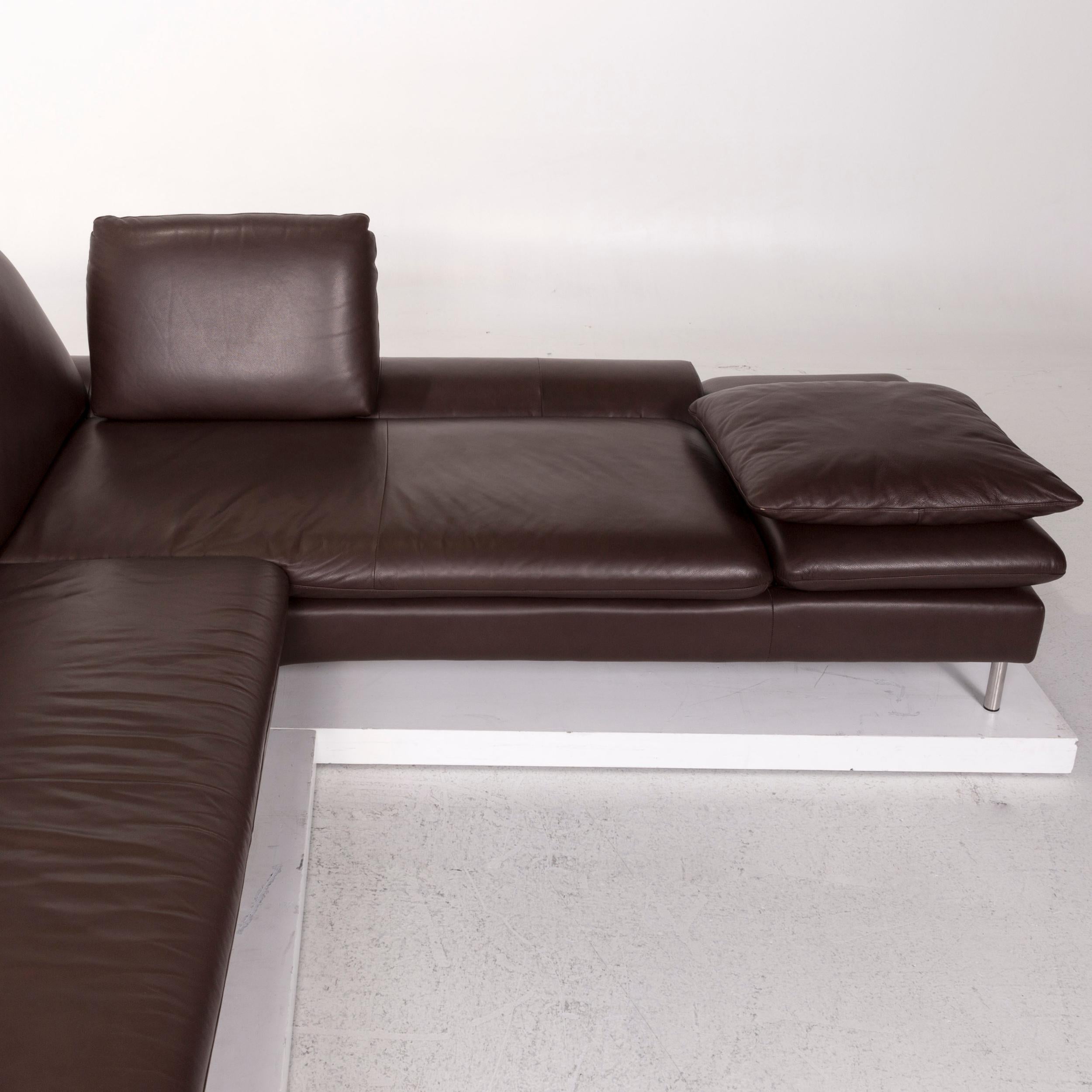 Willi Schillig Loop Leather Corner Sofa Brown Dark Brown Sofa Function Couch 4