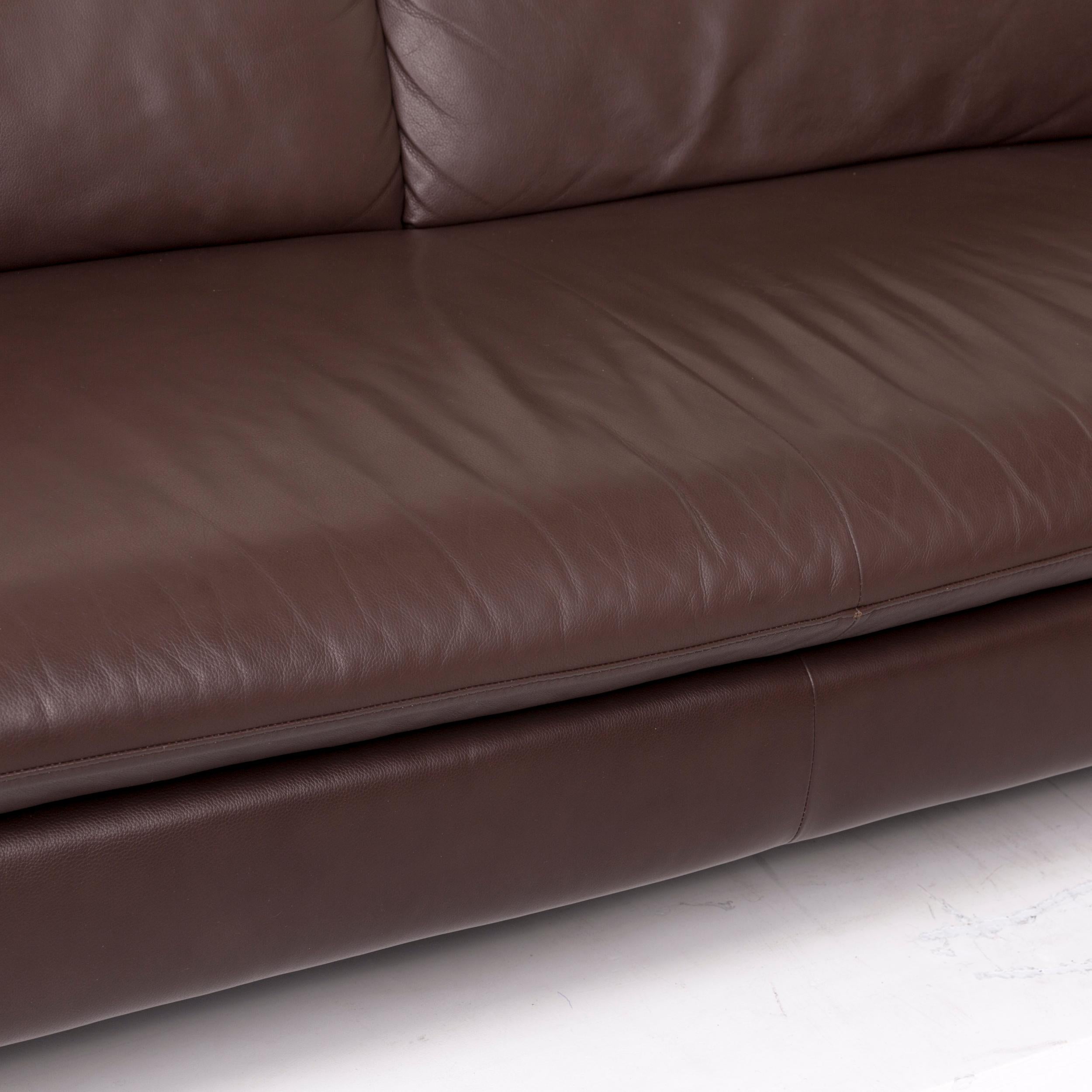German Willi Schillig Loop Leather Corner Sofa Brown Dark Brown Sofa Function Couch
