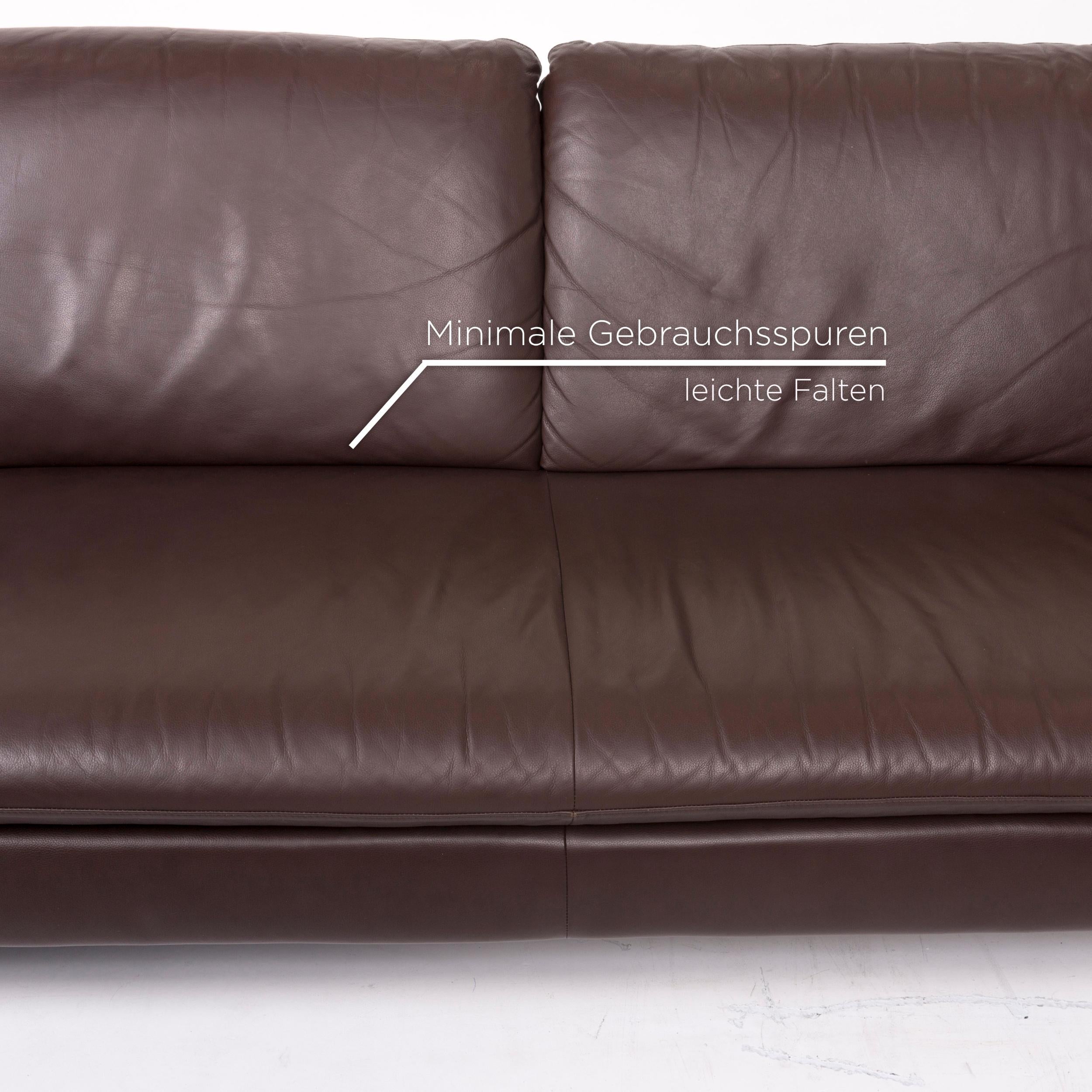 Willi Schillig Loop Leather Corner Sofa Brown Dark Brown Sofa Function Couch In Good Condition In Cologne, DE