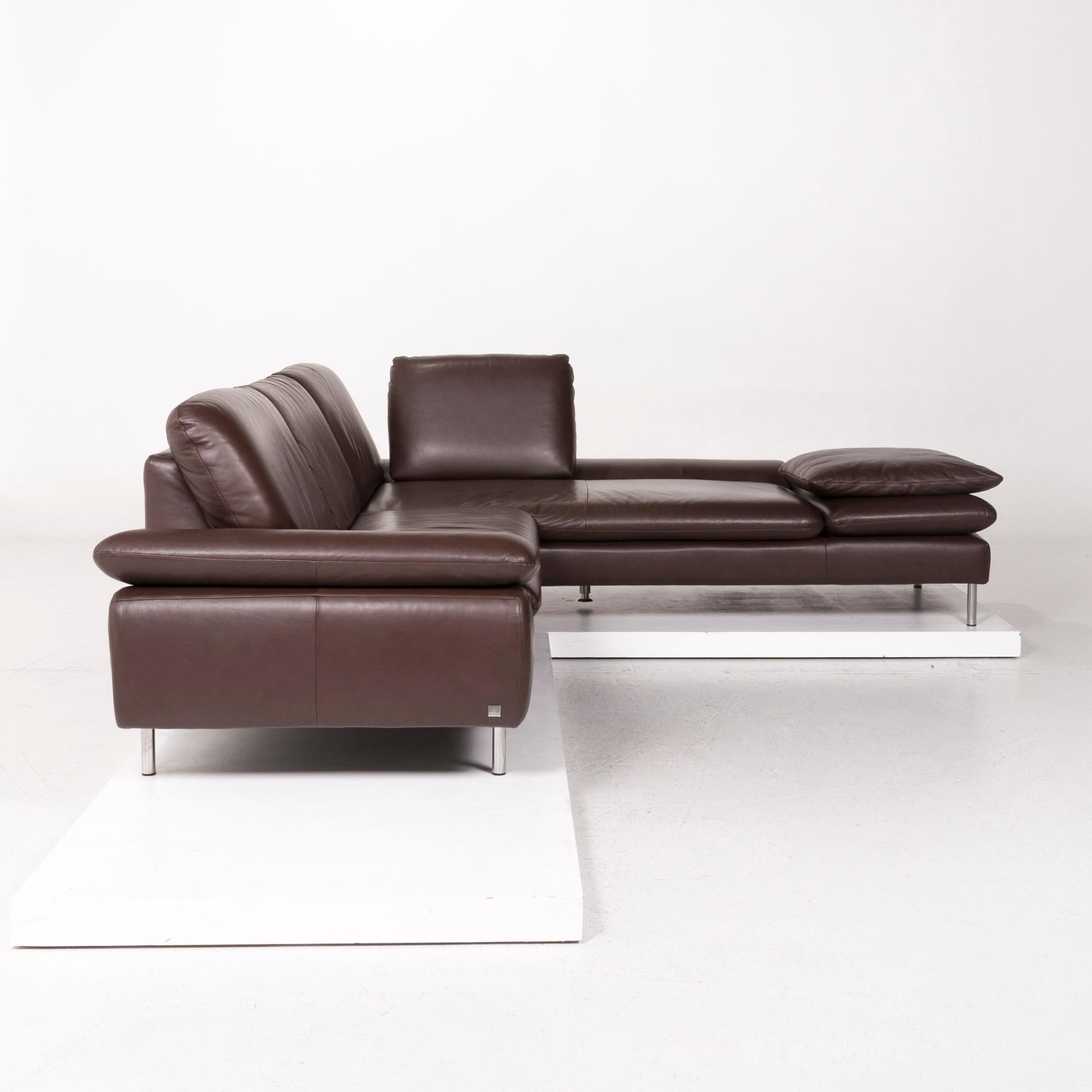 Willi Schillig Loop Leather Corner Sofa Brown Dark Brown Sofa Function Couch 1
