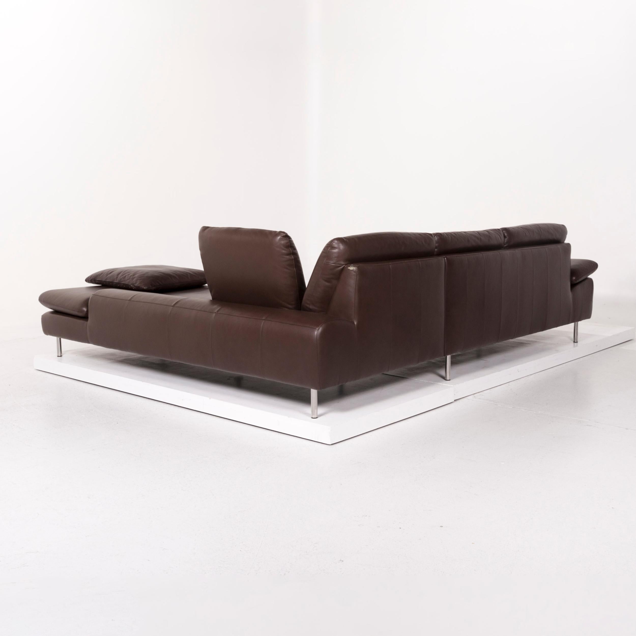 Willi Schillig Loop Leather Corner Sofa Brown Dark Brown Sofa Function Couch 2