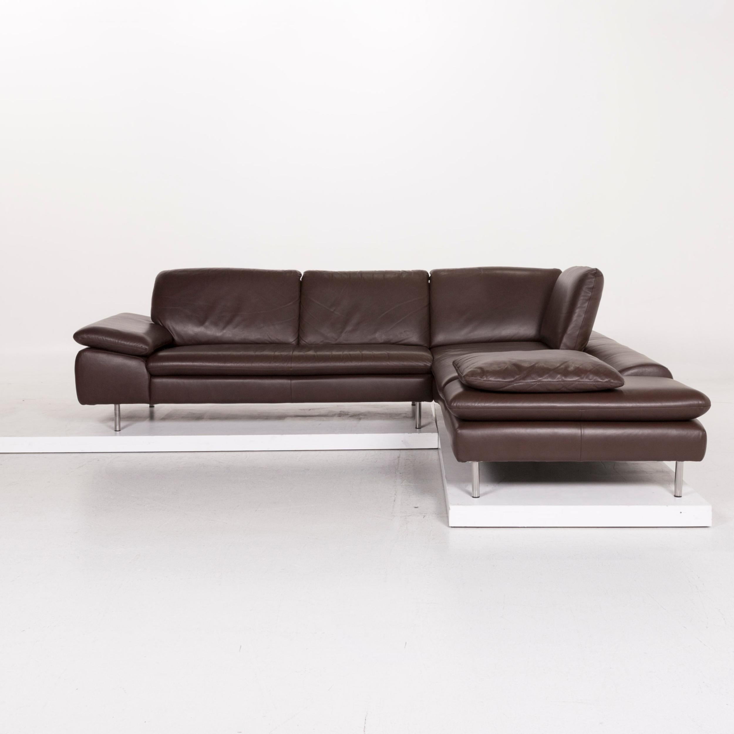 Willi Schillig Loop Leather Corner Sofa Brown Dark Brown Sofa Function Couch 3