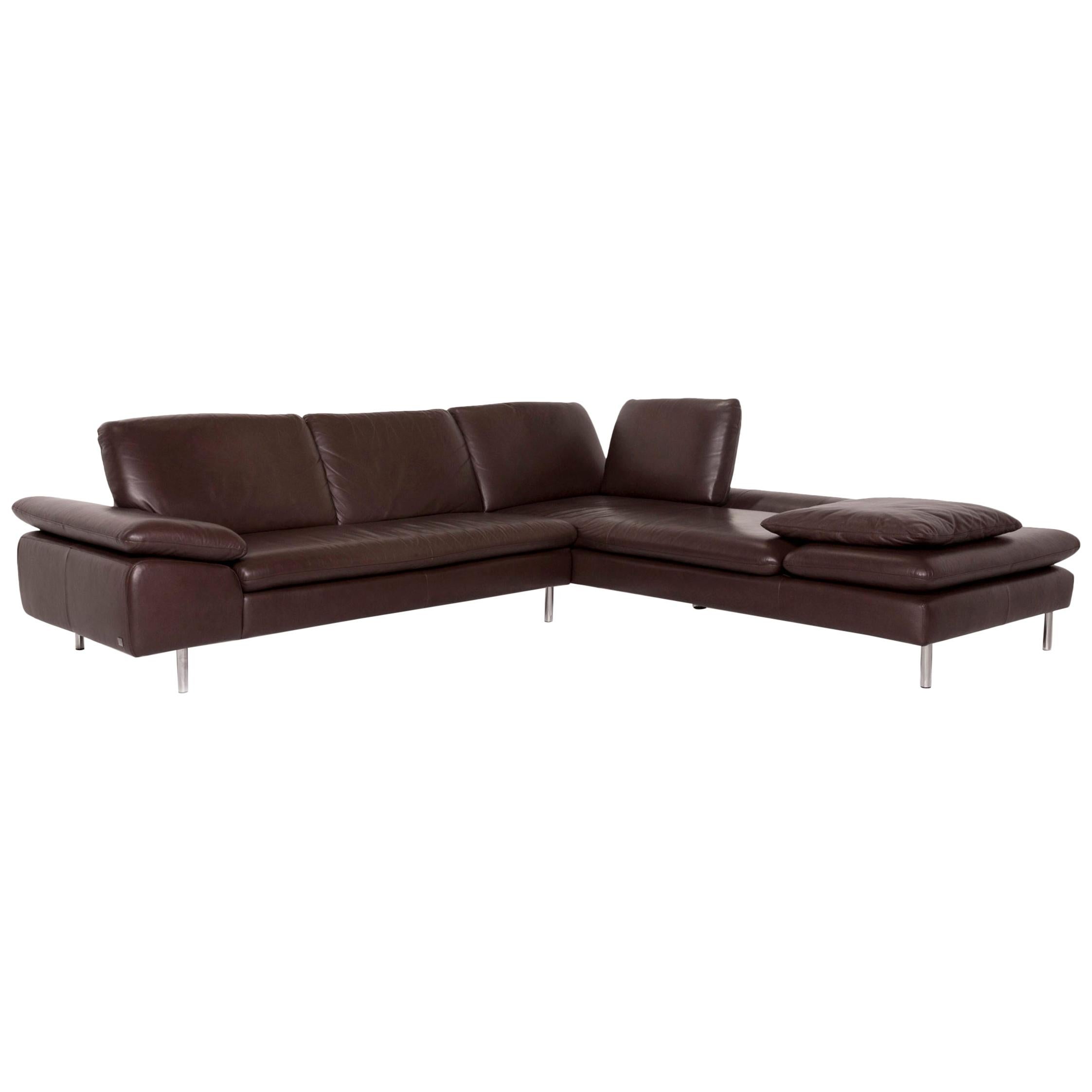 Willi Schillig Loop Leather Corner Sofa Brown Dark Brown Sofa Function Couch