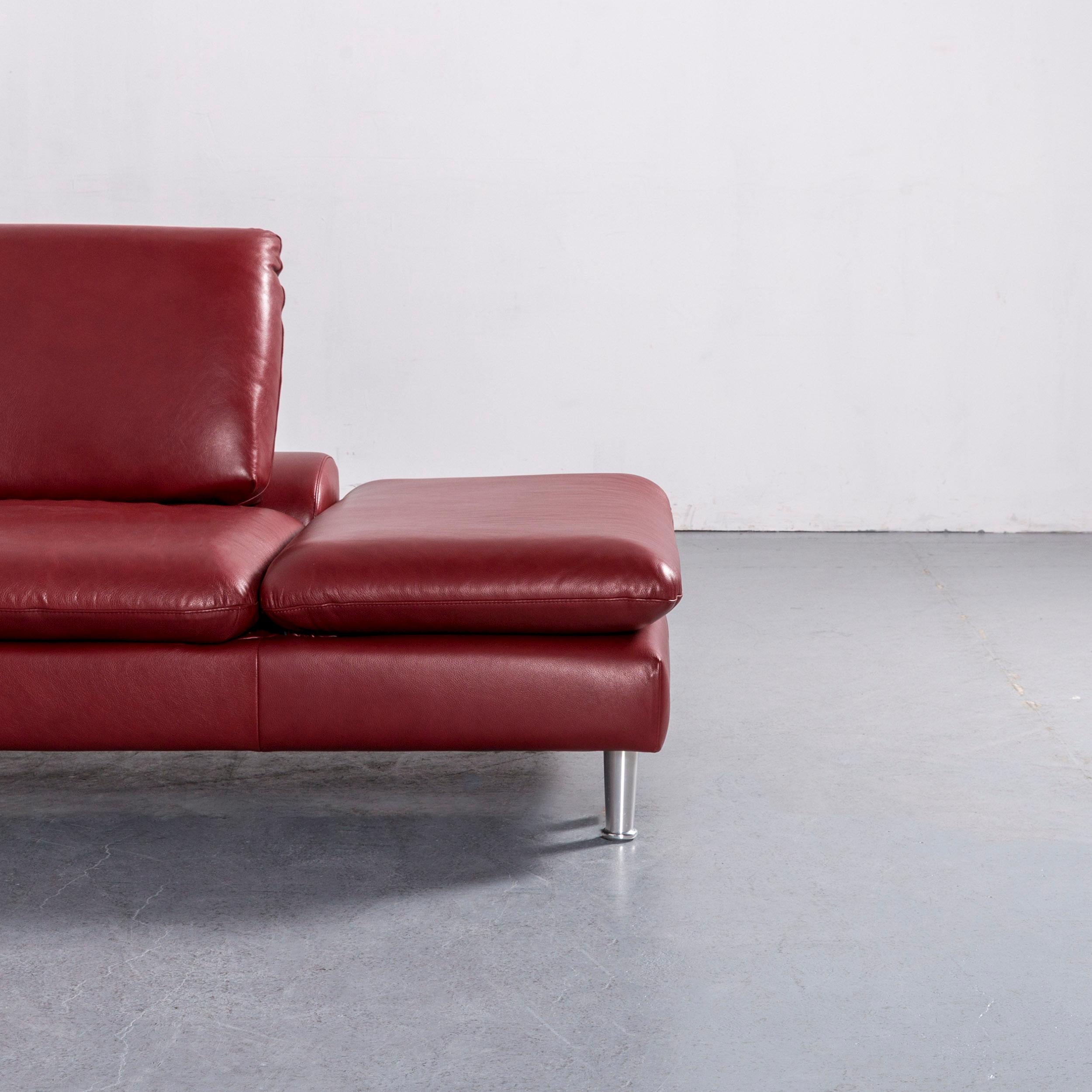 Willi Schillig Loop Leather Corner-Sofa Red Couch In Good Condition In Cologne, DE