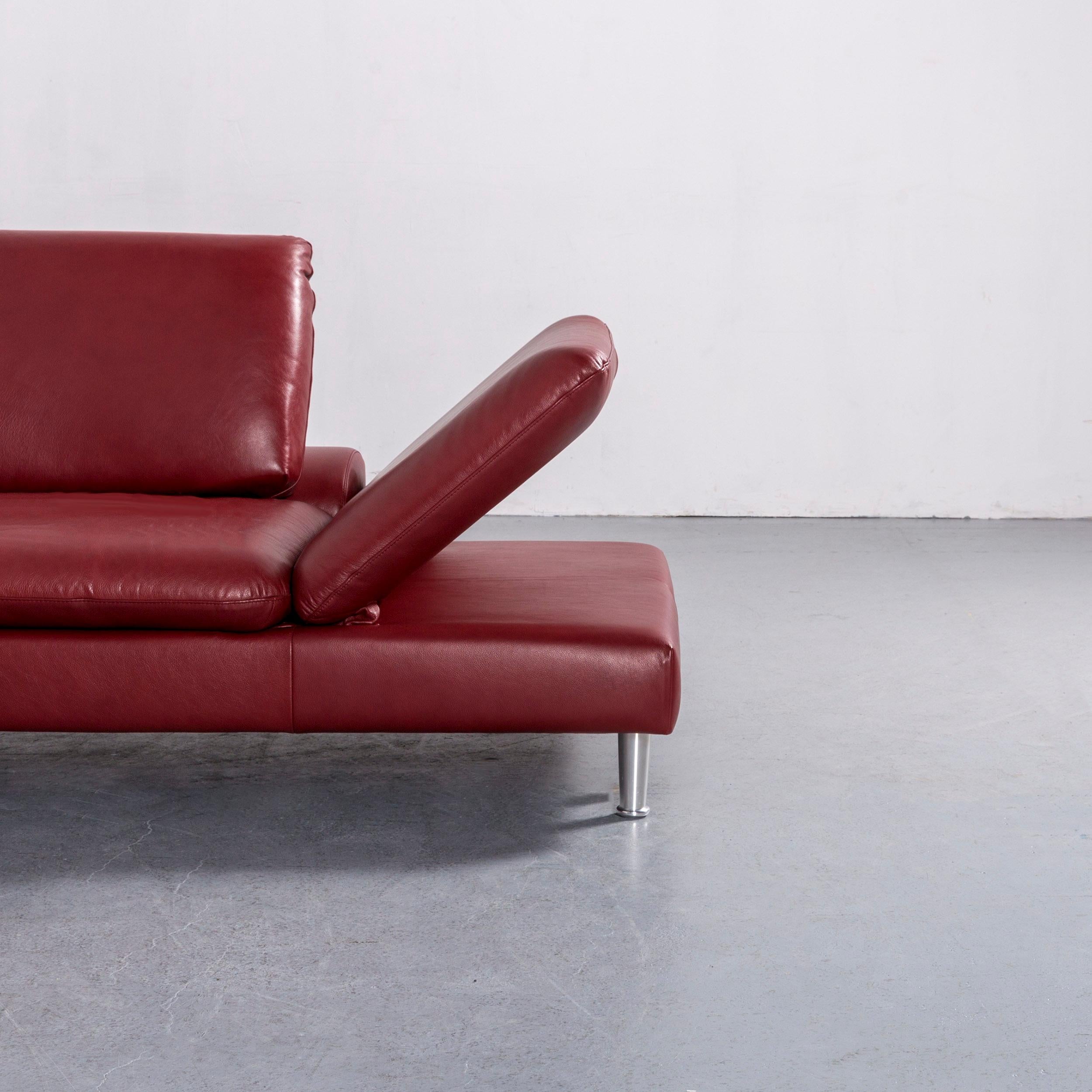 Contemporary Willi Schillig Loop Leather Corner-Sofa Red Couch