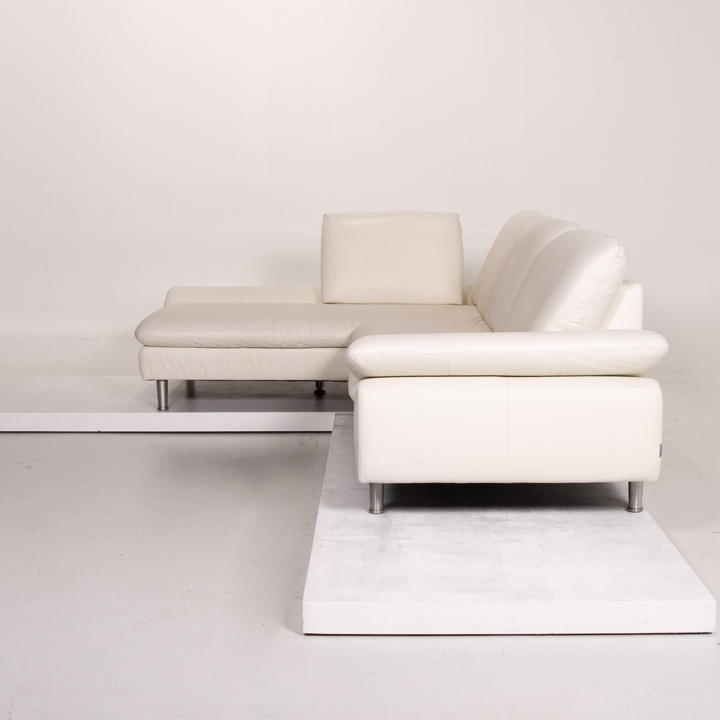 Willi Schillig Loop Leather Corner Sofa White Sofa Function Couch 6