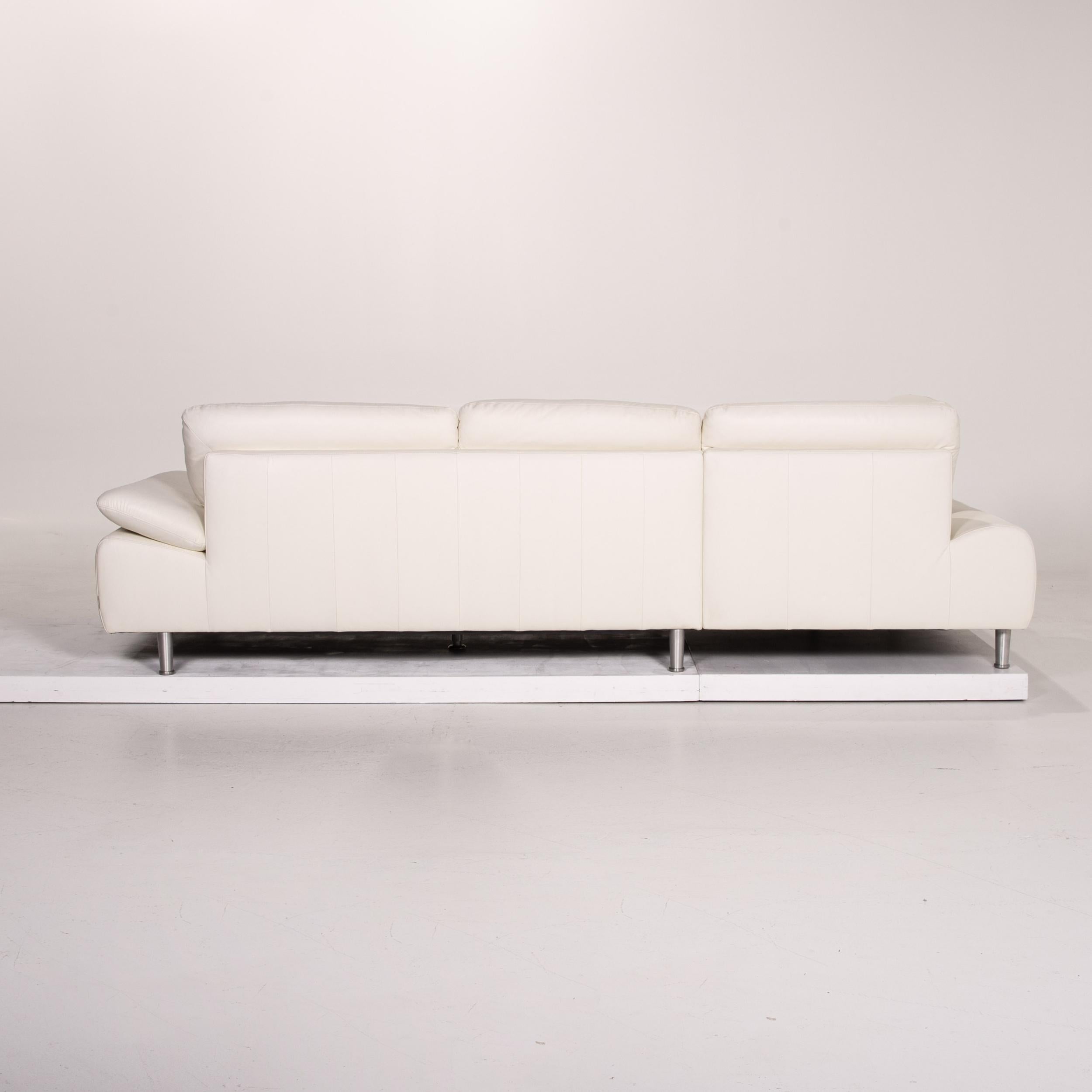 Willi Schillig Loop Leather Corner Sofa White Sofa Function Couch 7