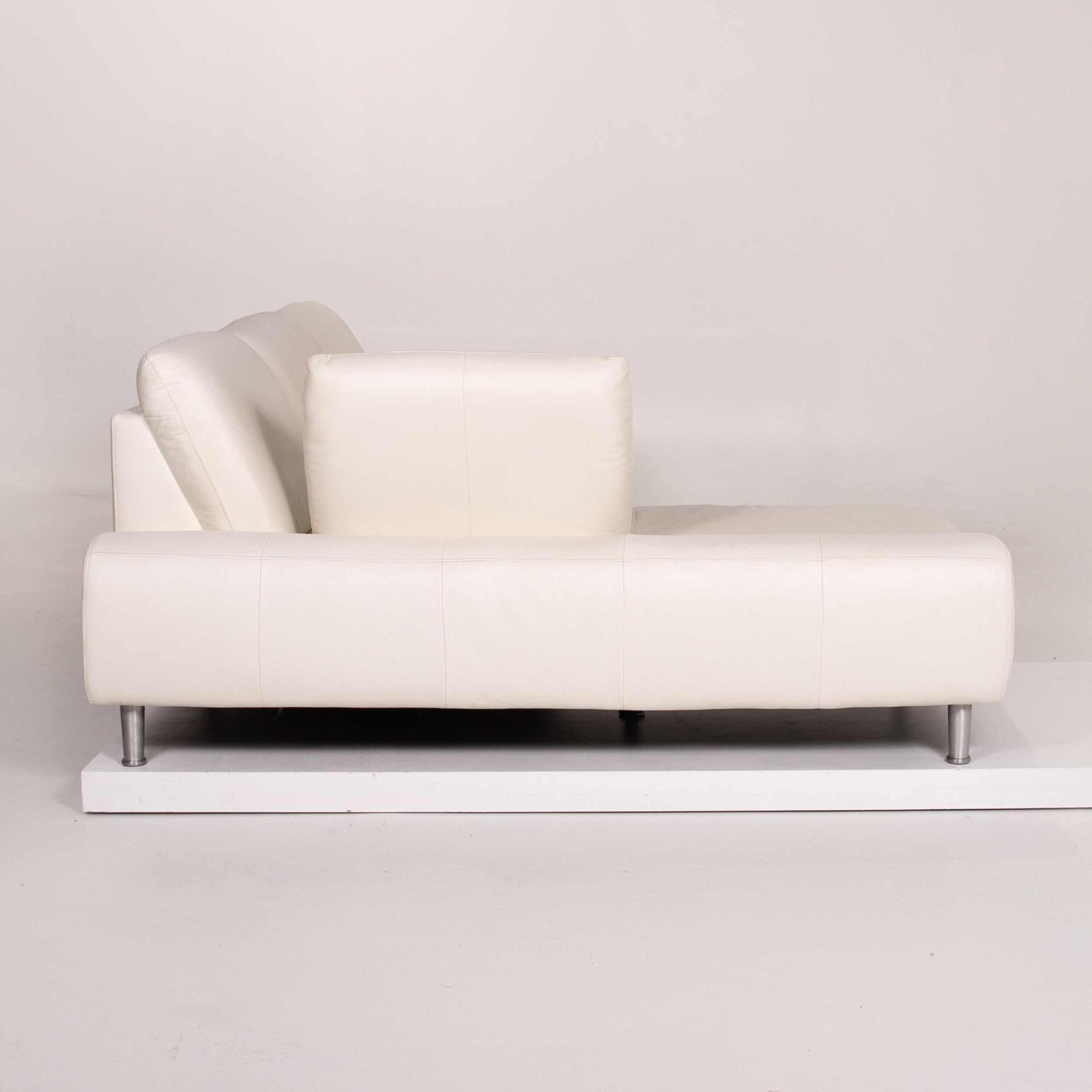 Willi Schillig Loop Leather Corner Sofa White Sofa Function Couch 8