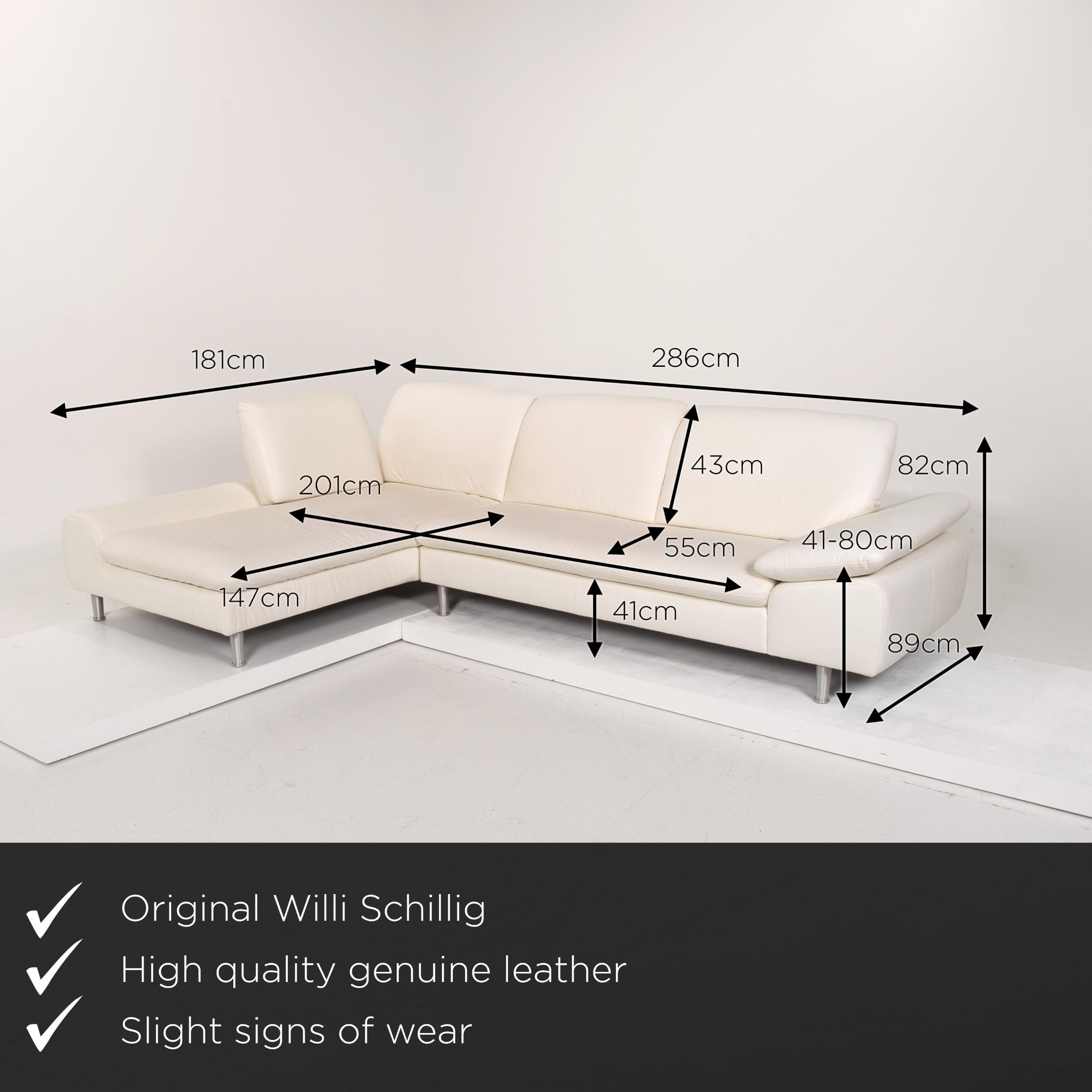 We present to you a Willi Schillig loop leather corner sofa white sofa function couch.


 Product measurements in centimeters:
 

Depth 89
Width 181
Height 82
Seat height 41
Rest height 41
Seat depth 55
Seat width 147
Back height 43.
 