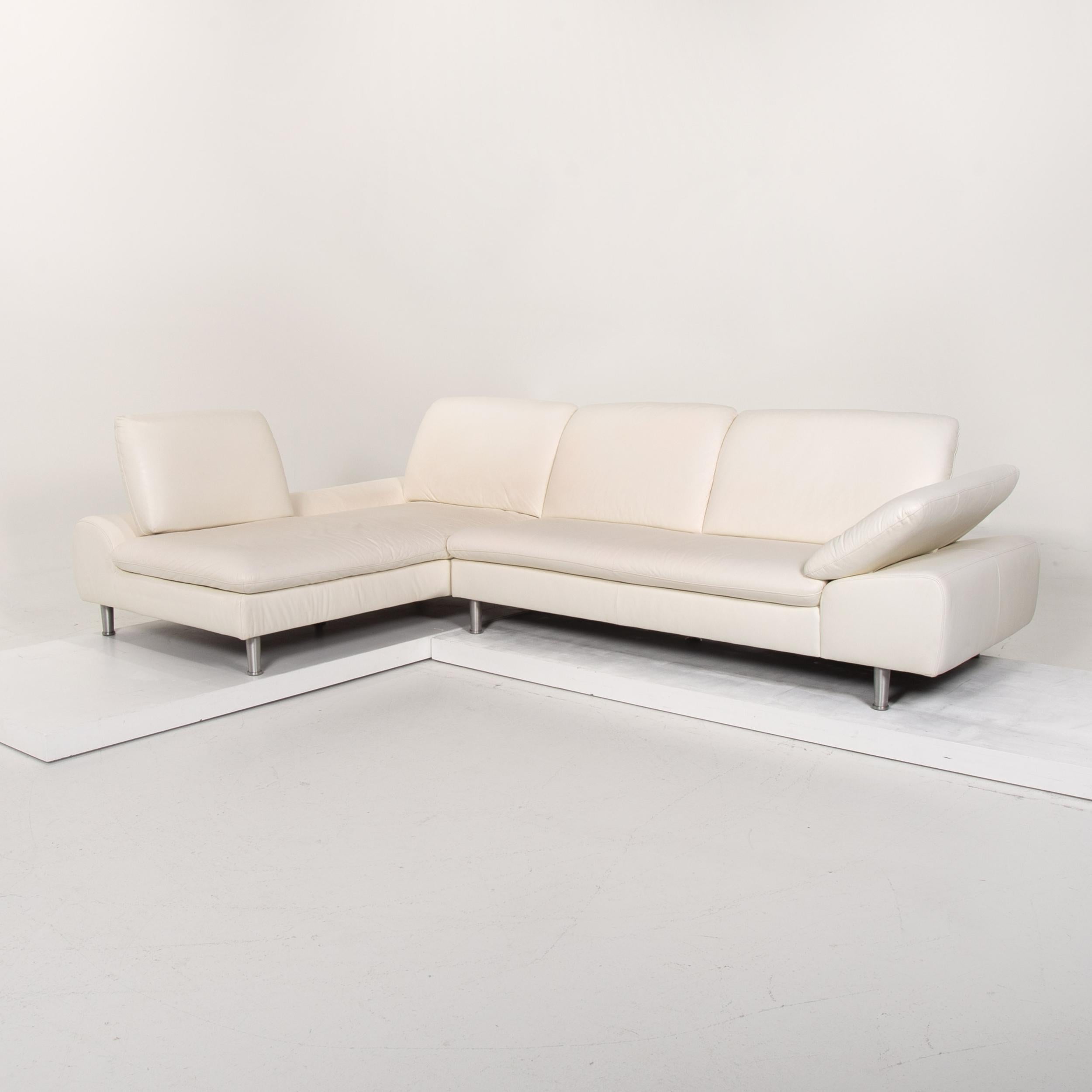 Modern Willi Schillig Loop Leather Corner Sofa White Sofa Function Couch