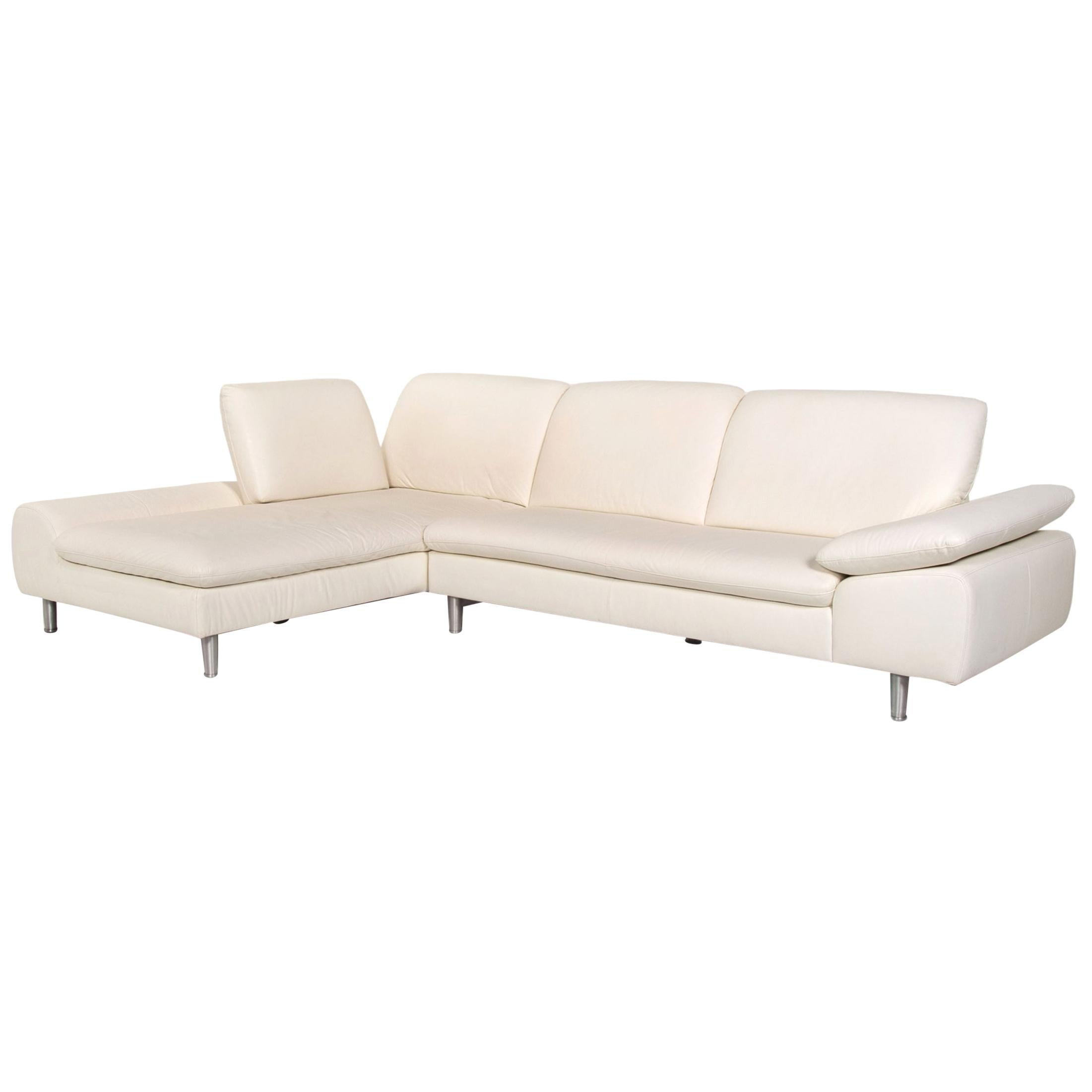 Willi Schillig Loop Leather Corner Sofa White Sofa Function Couch