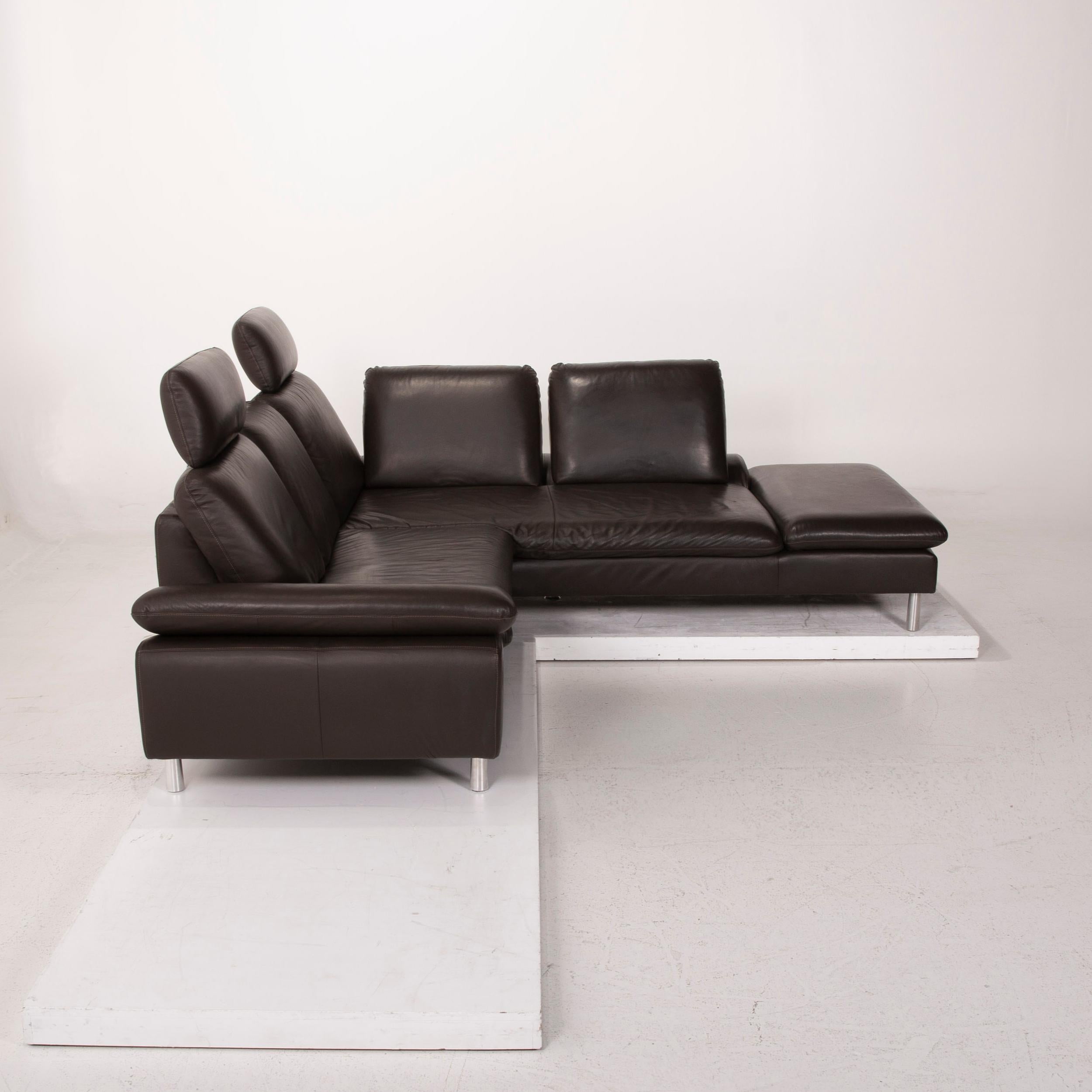 Willi Schillig Loop Leather Sofa Dark Brown Corner Sofa For Sale 3