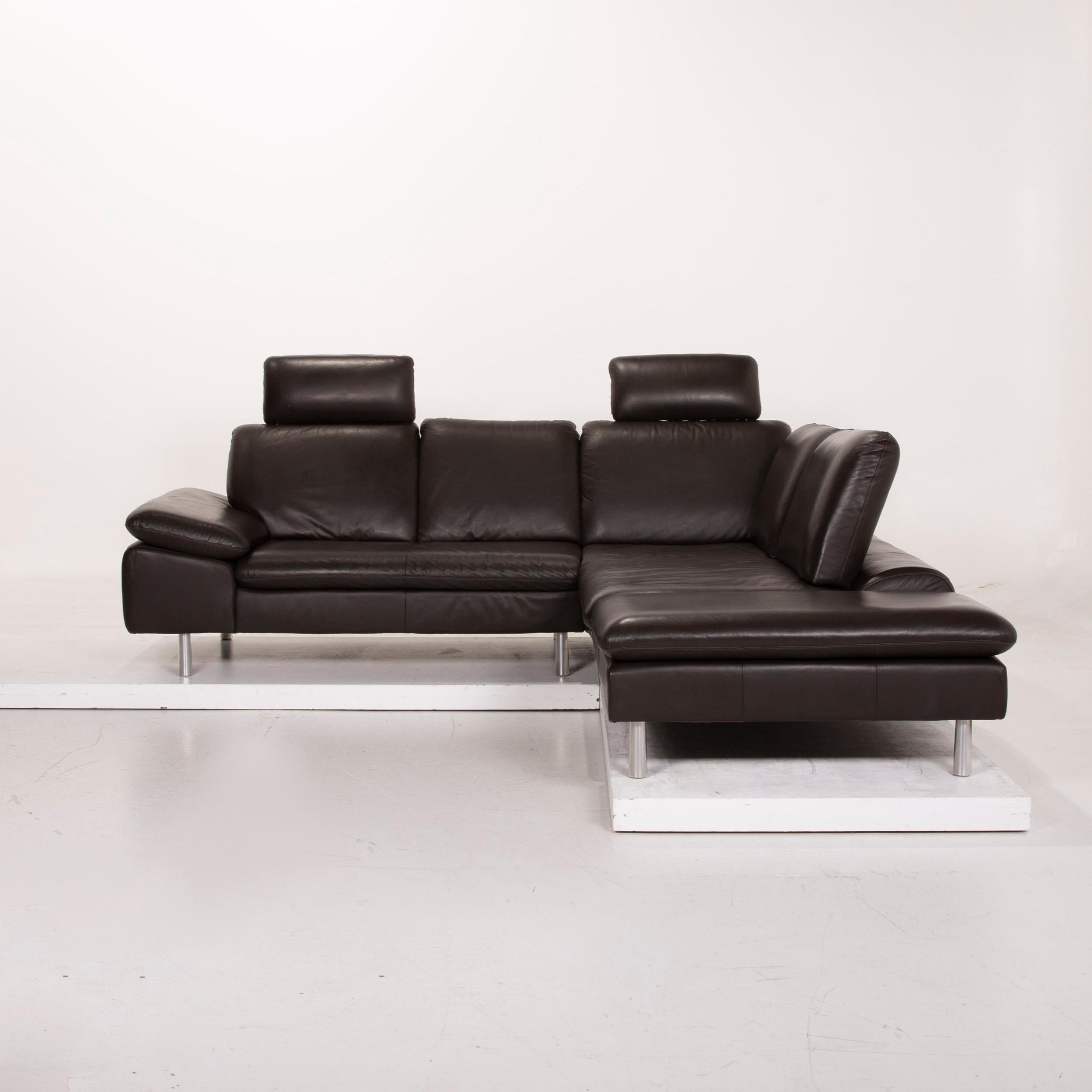 Willi Schillig Loop Leather Sofa Dark Brown Corner Sofa For Sale 5