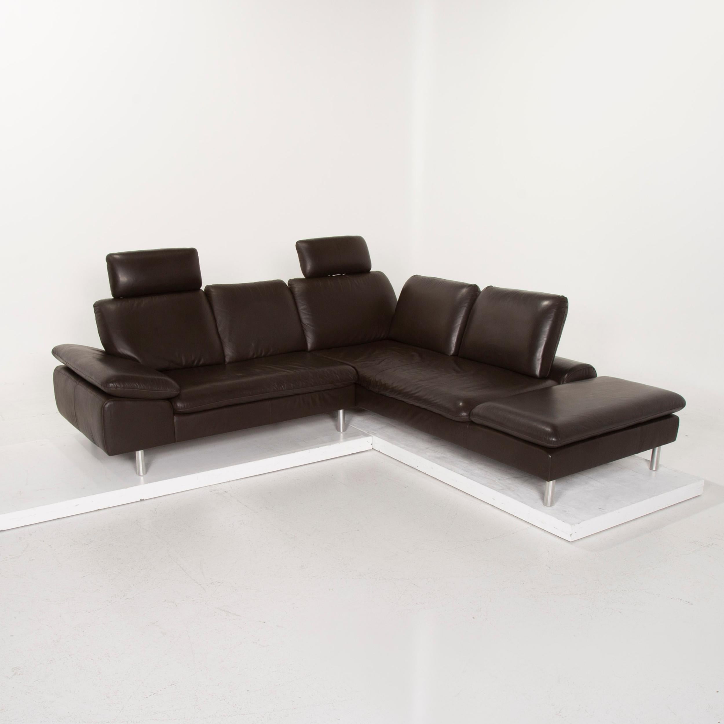 Willi Schillig Loop Leather Sofa Dark Brown Corner Sofa For Sale 1