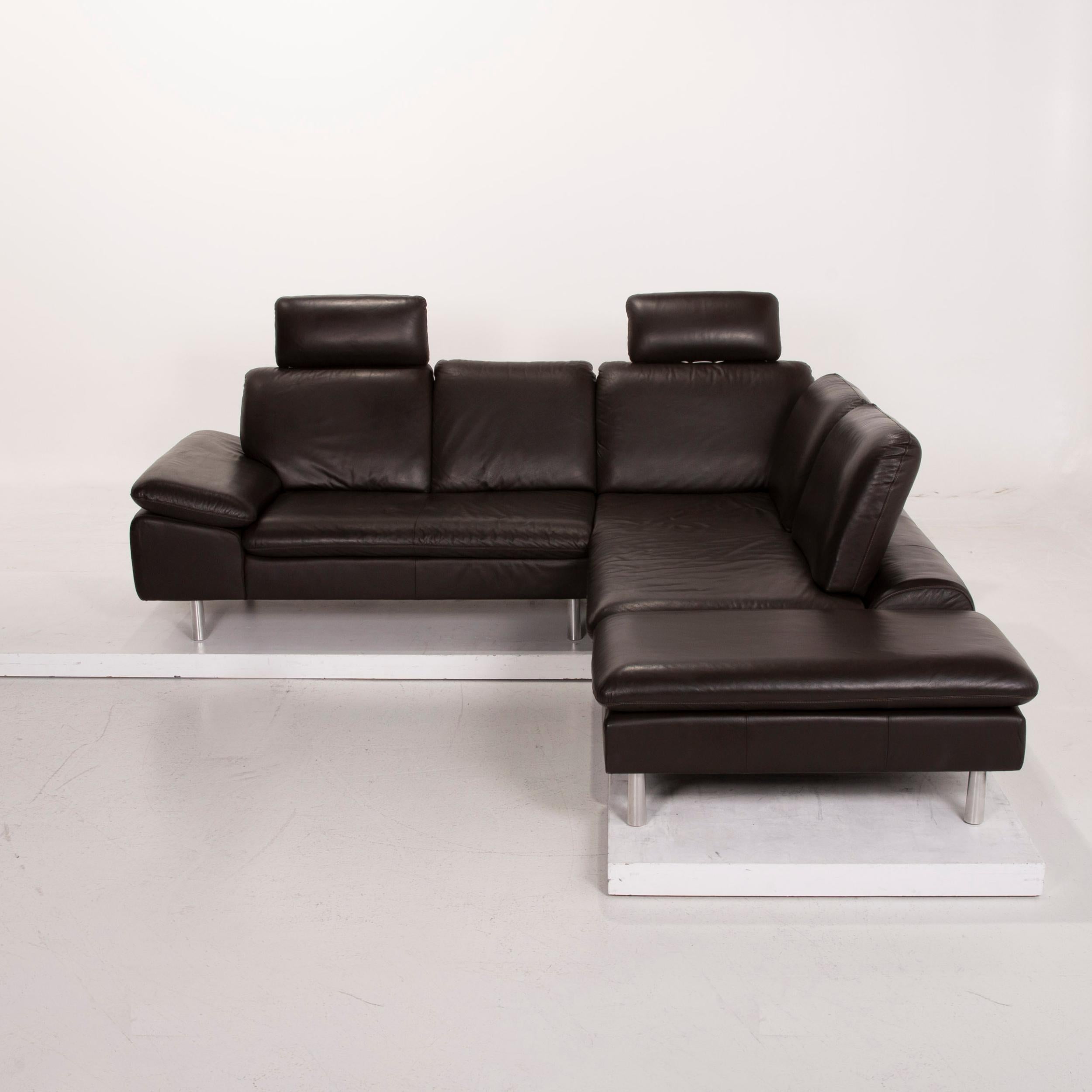 Willi Schillig Loop Leather Sofa Dark Brown Corner Sofa For Sale 2