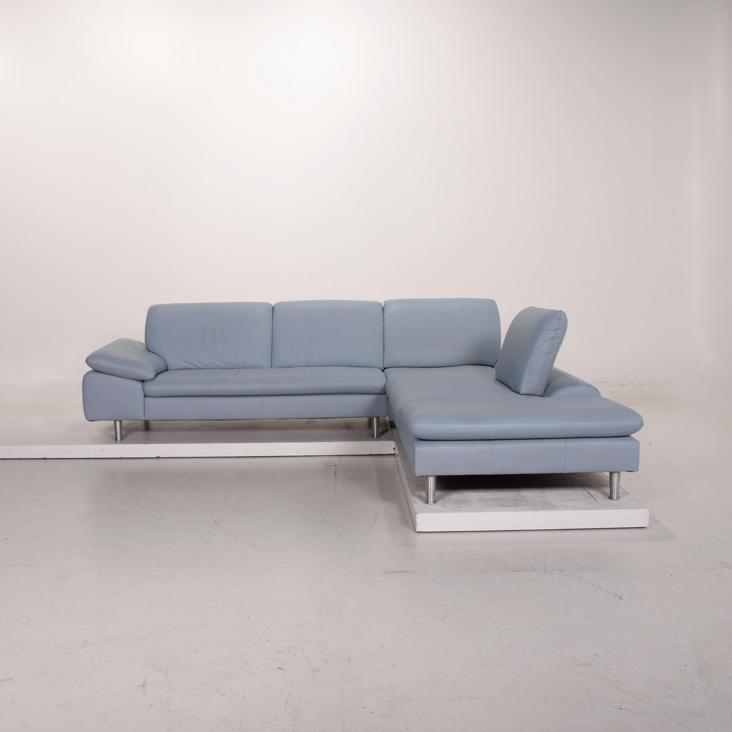 Willi Schillig Loop Leather Sofa Ice Blue Corner Sofa Blue Function Couch For Sale 6