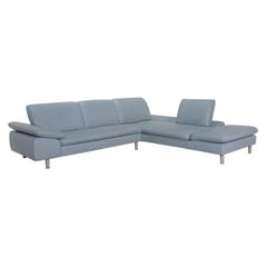 Willi Schillig Loop Leather Sofa Ice Blue Corner Sofa Blue Function Couch