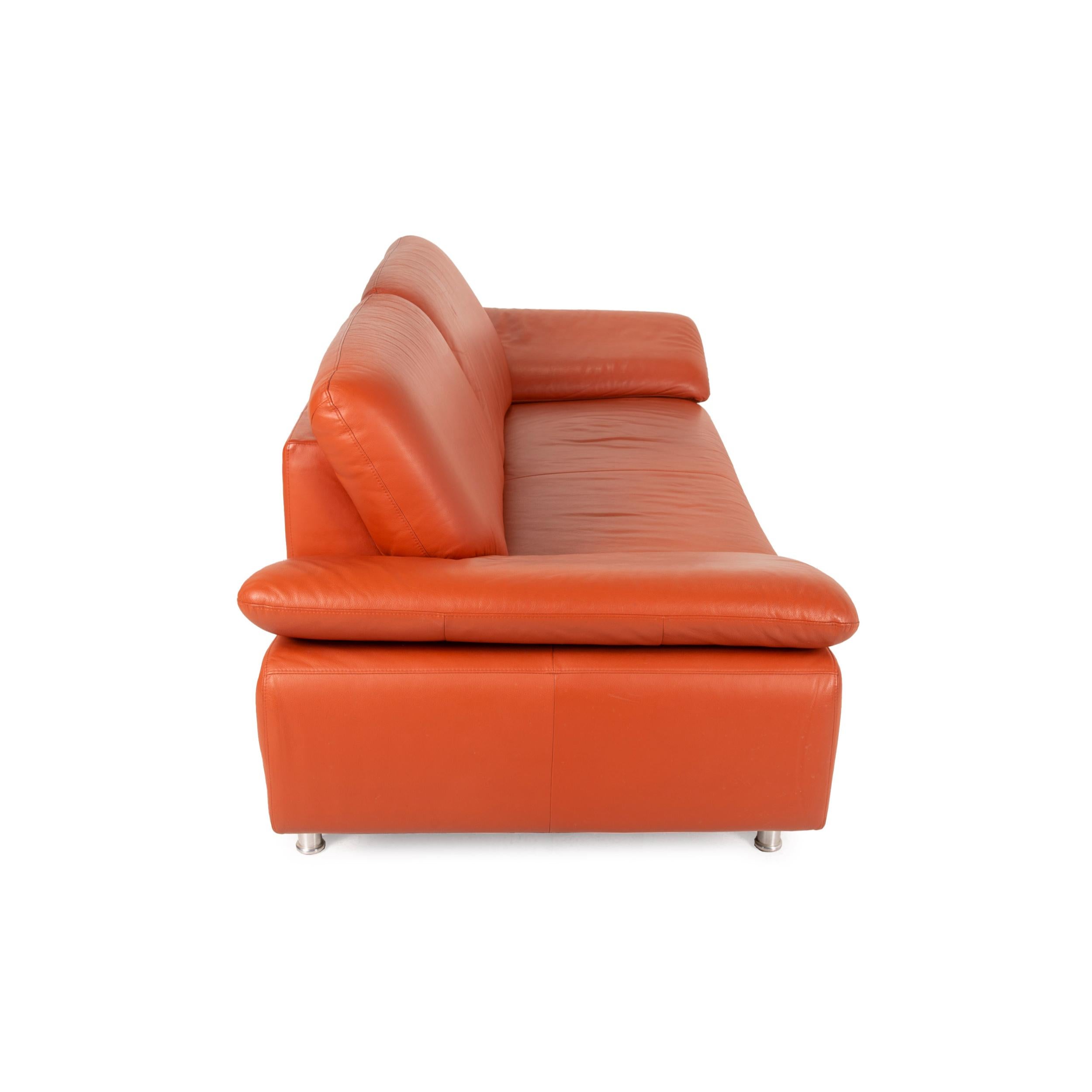 Willi Schillig Loop Leather Sofa Orange Three-Seater Couch 1