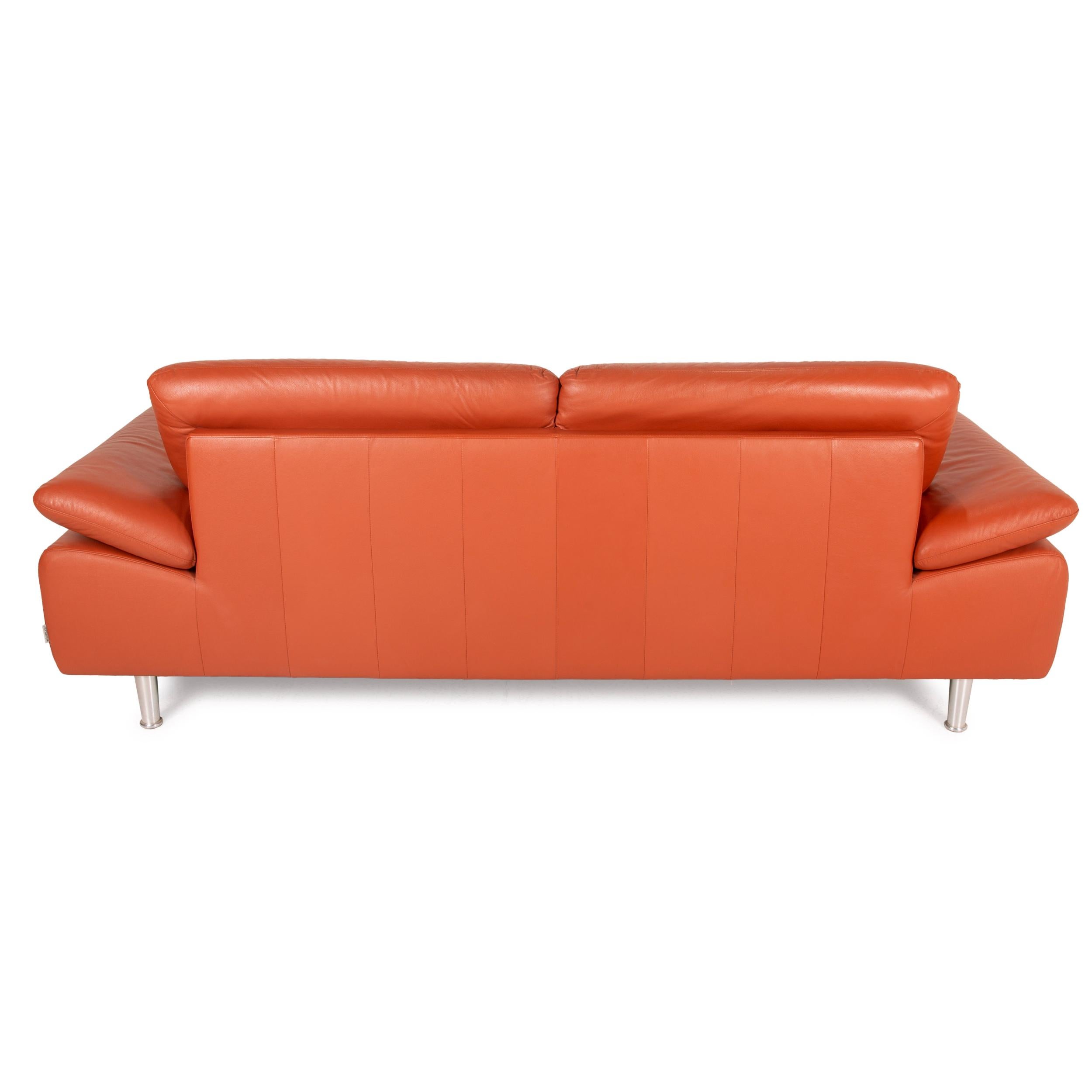 Willi Schillig Loop Leather Sofa Orange Three-Seater Couch 2