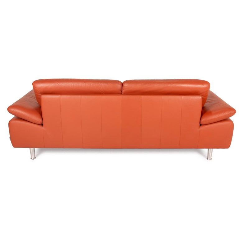 Willi Schillig Loop Leather Sofa Orange Three-Seater Couch at 1stDibs |  orange leather couch, orange leather sofa, orange leather furniture