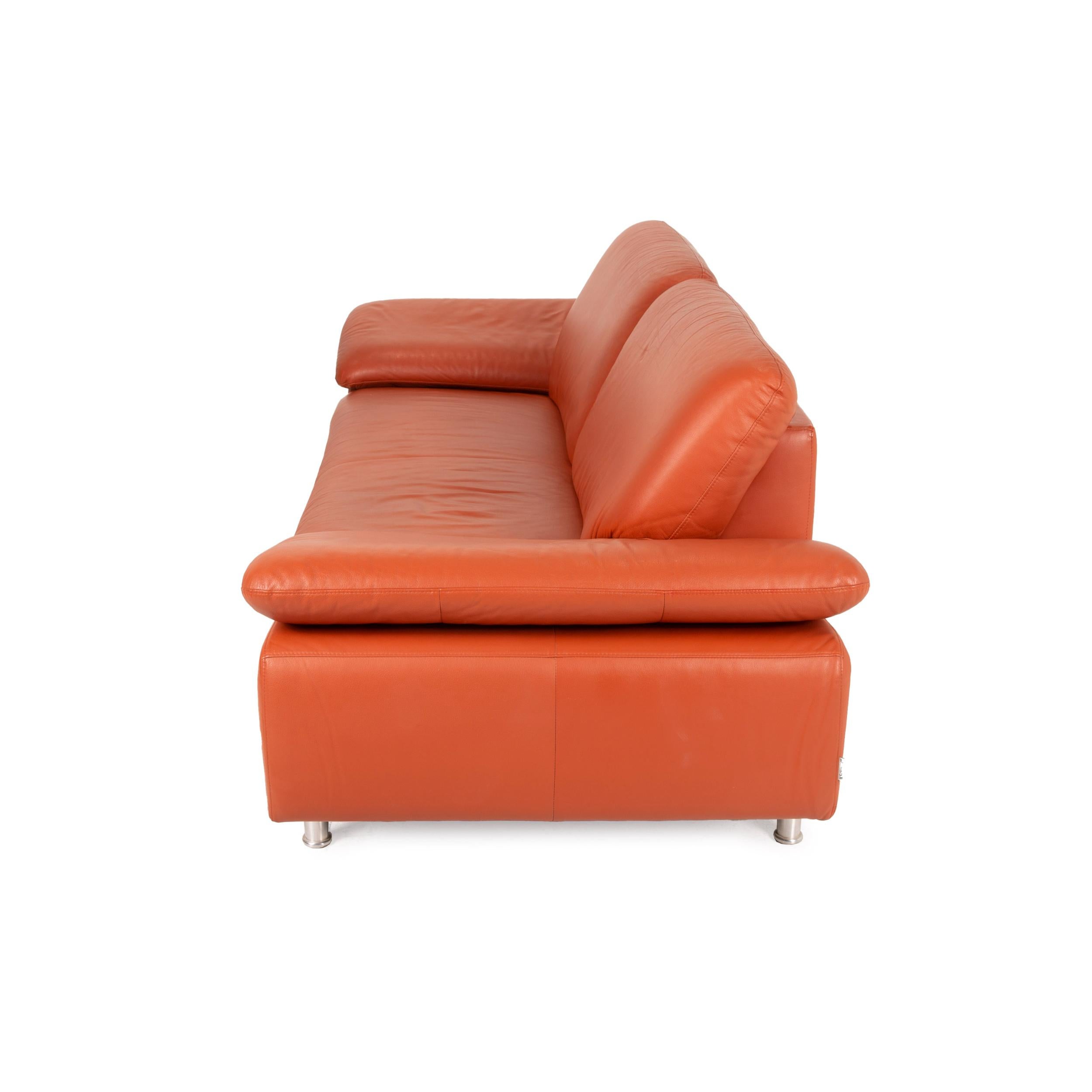 Willi Schillig Loop Leather Sofa Orange Three-Seater Couch 3