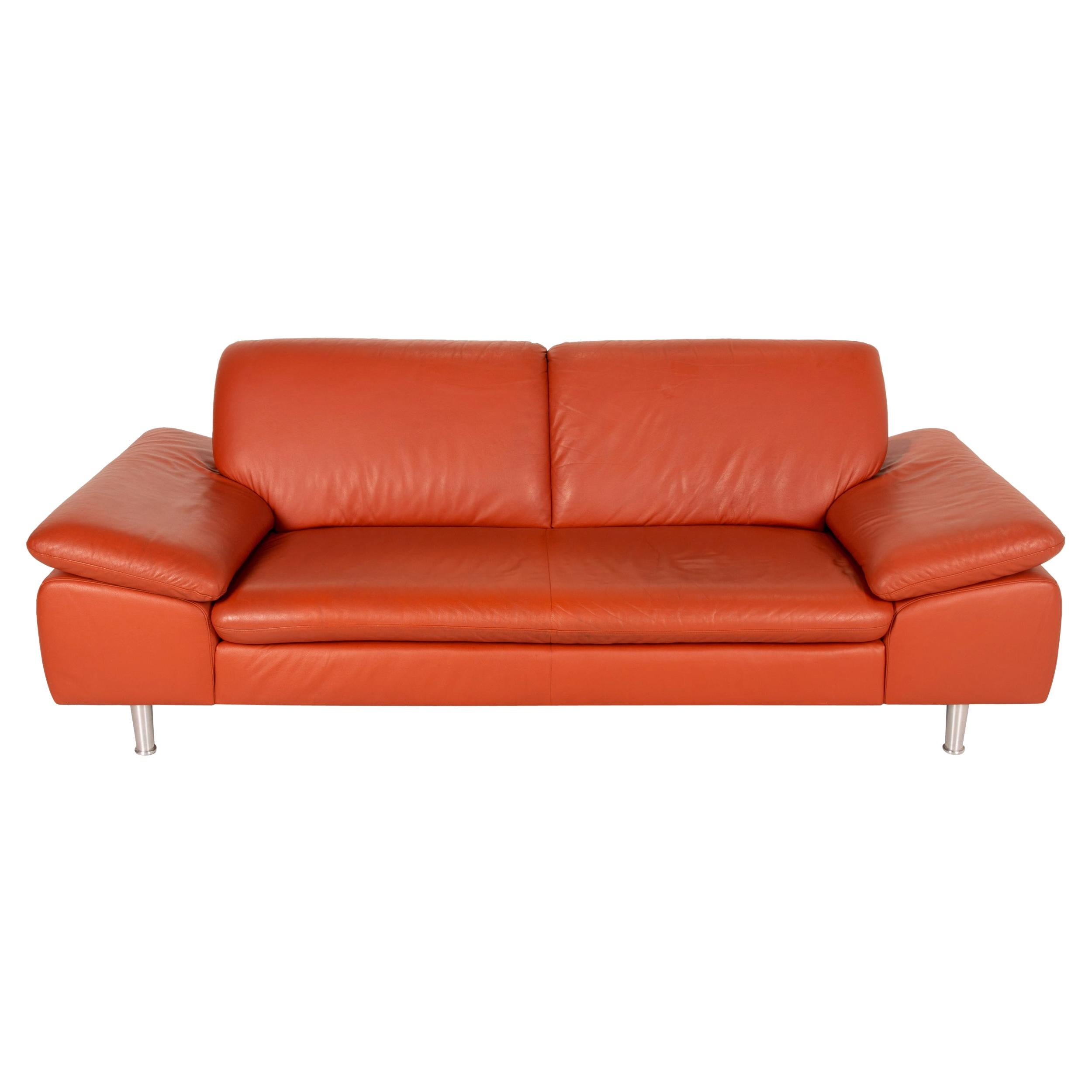 Willi Schillig Loop Leather Sofa Orange Three-Seater Couch