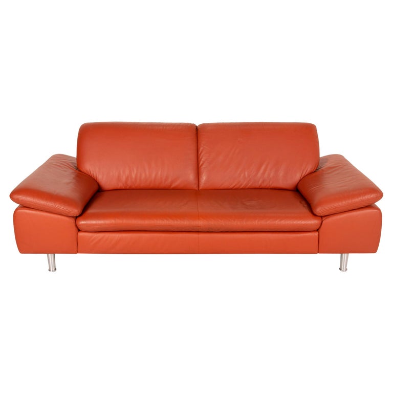 Willi Schillig Loop Leather Sofa Orange, Schillig Leather Furniture