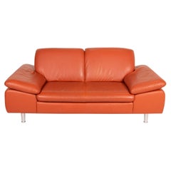 Willi Schillig Loop Leather Sofa Orange Two-Seater Couch