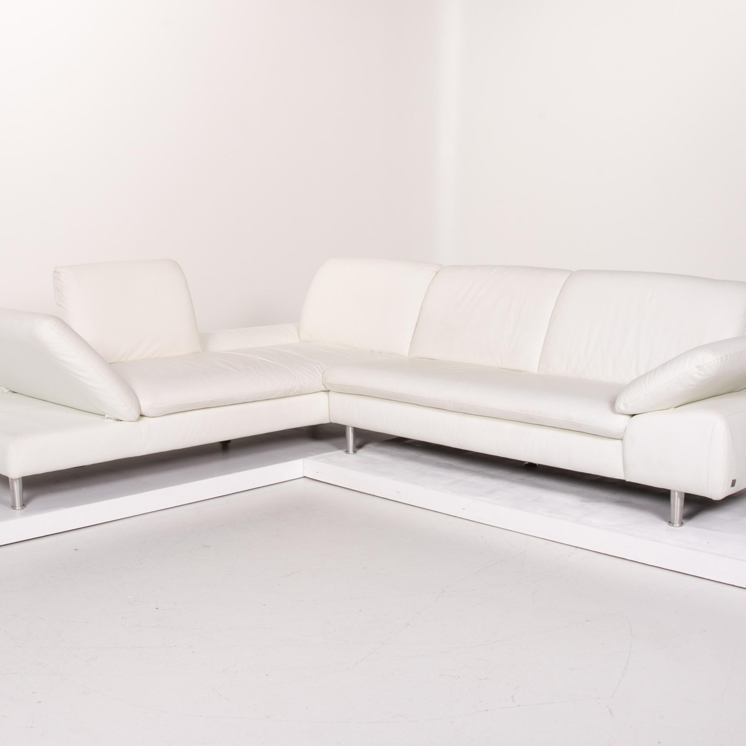 German Willi Schillig Loop Leather Sofa White Corner Sofa