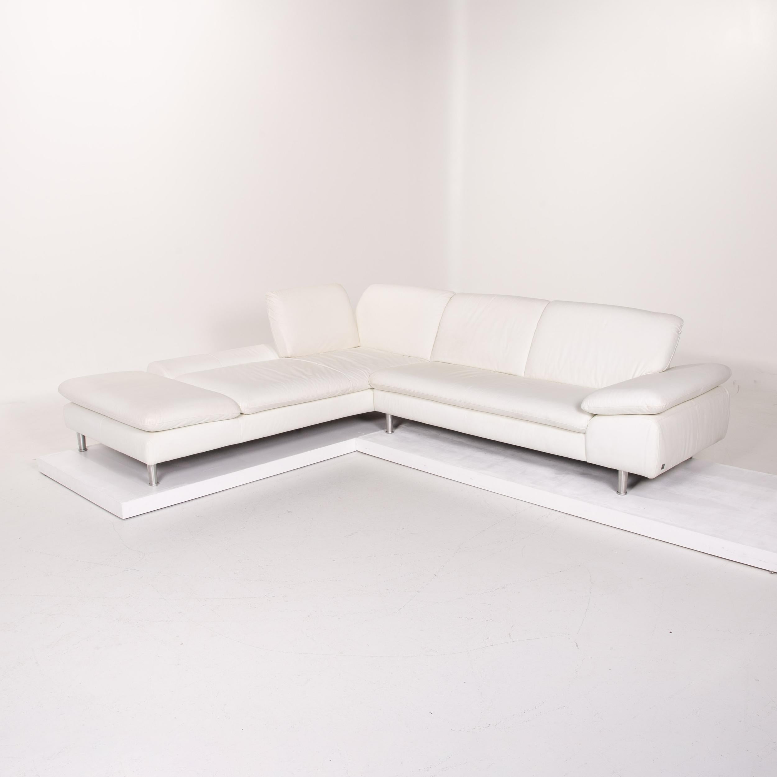 Willi Schillig Loop Leather Sofa White Corner Sofa In Good Condition In Cologne, DE